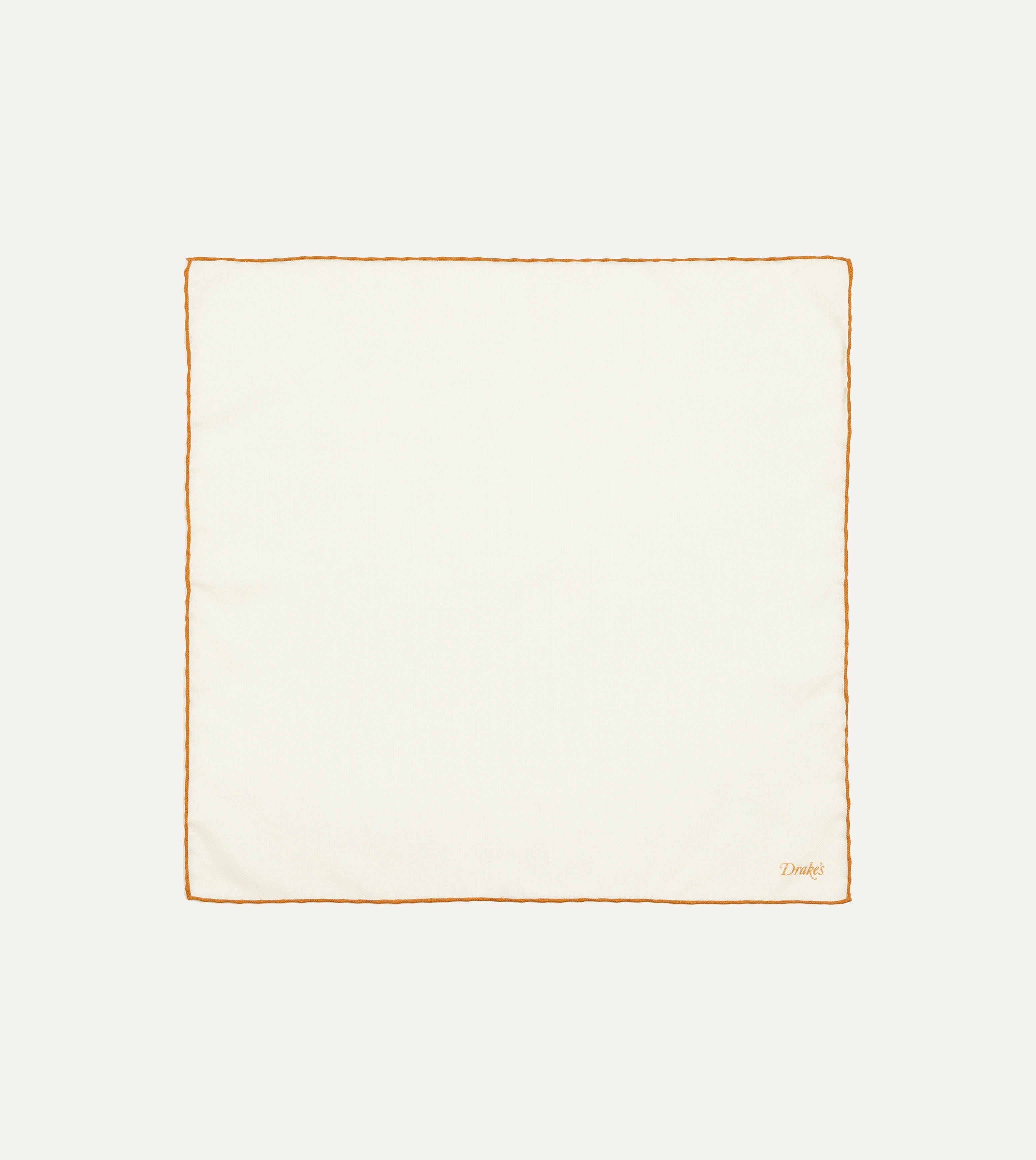 Ivory and Gold Shoestring Border Silk Pocket Square