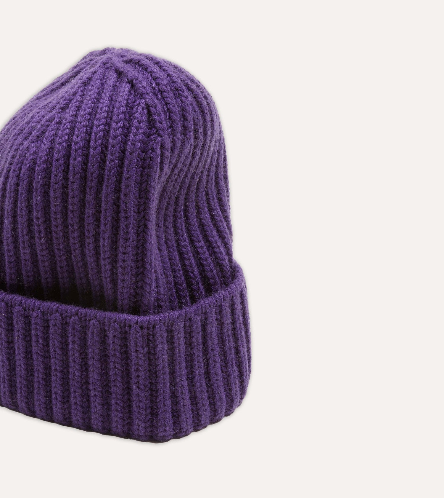 Purple Cashmere Ribbed Knit Cap