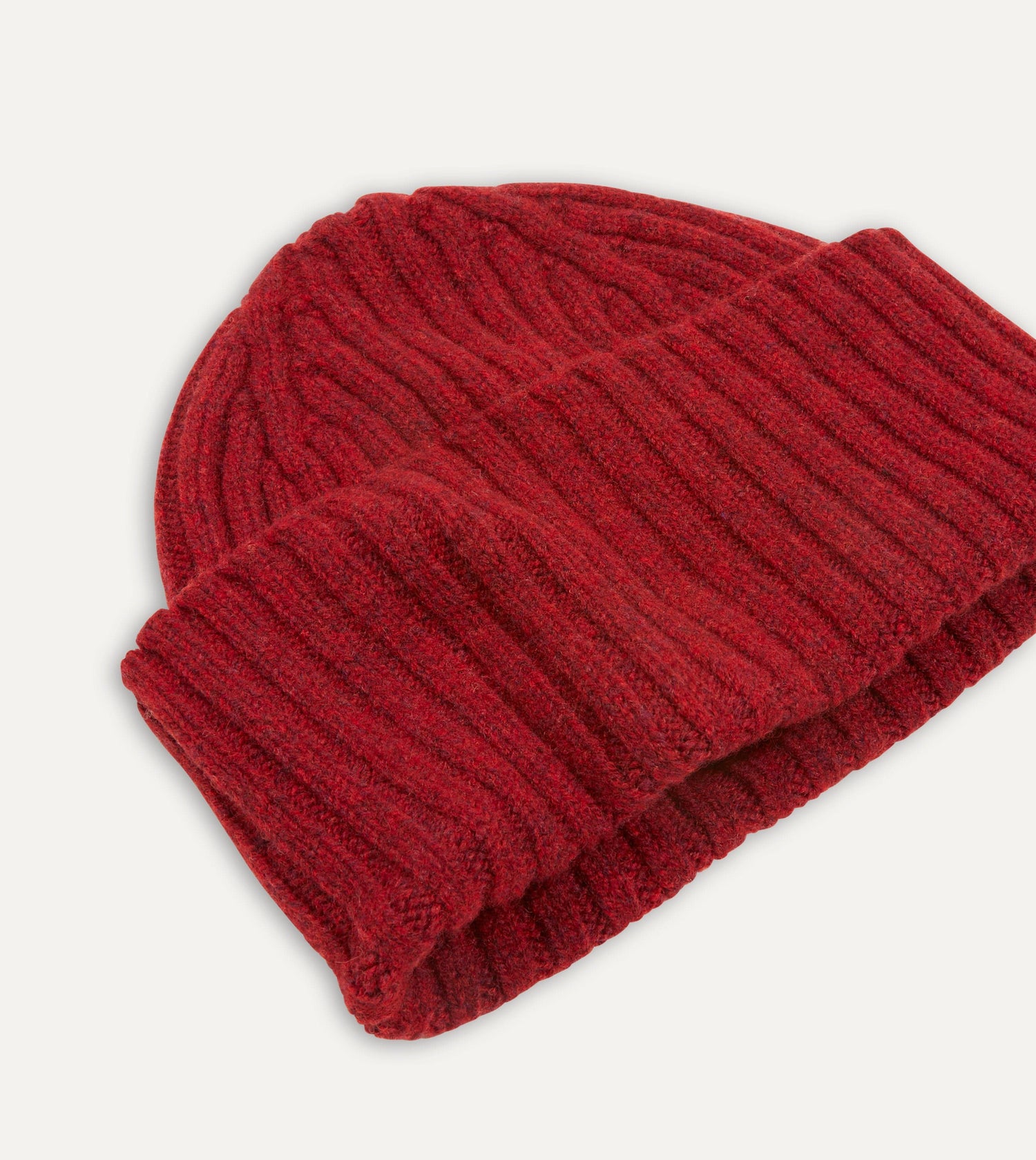 Red Lambswool Ribbed Knit Cap – Drakes