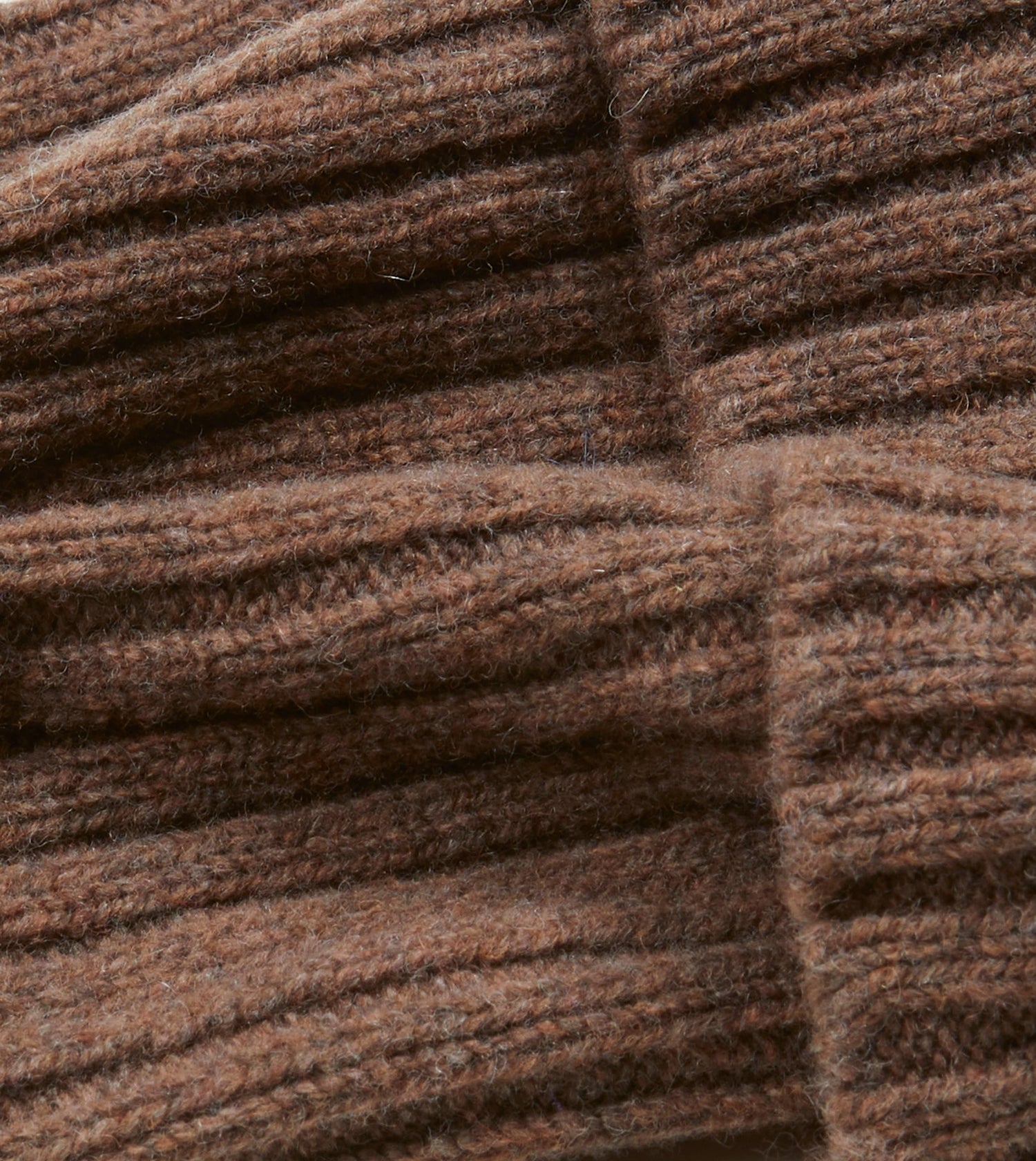 Brown Lambswool Ribbed Knit Cap