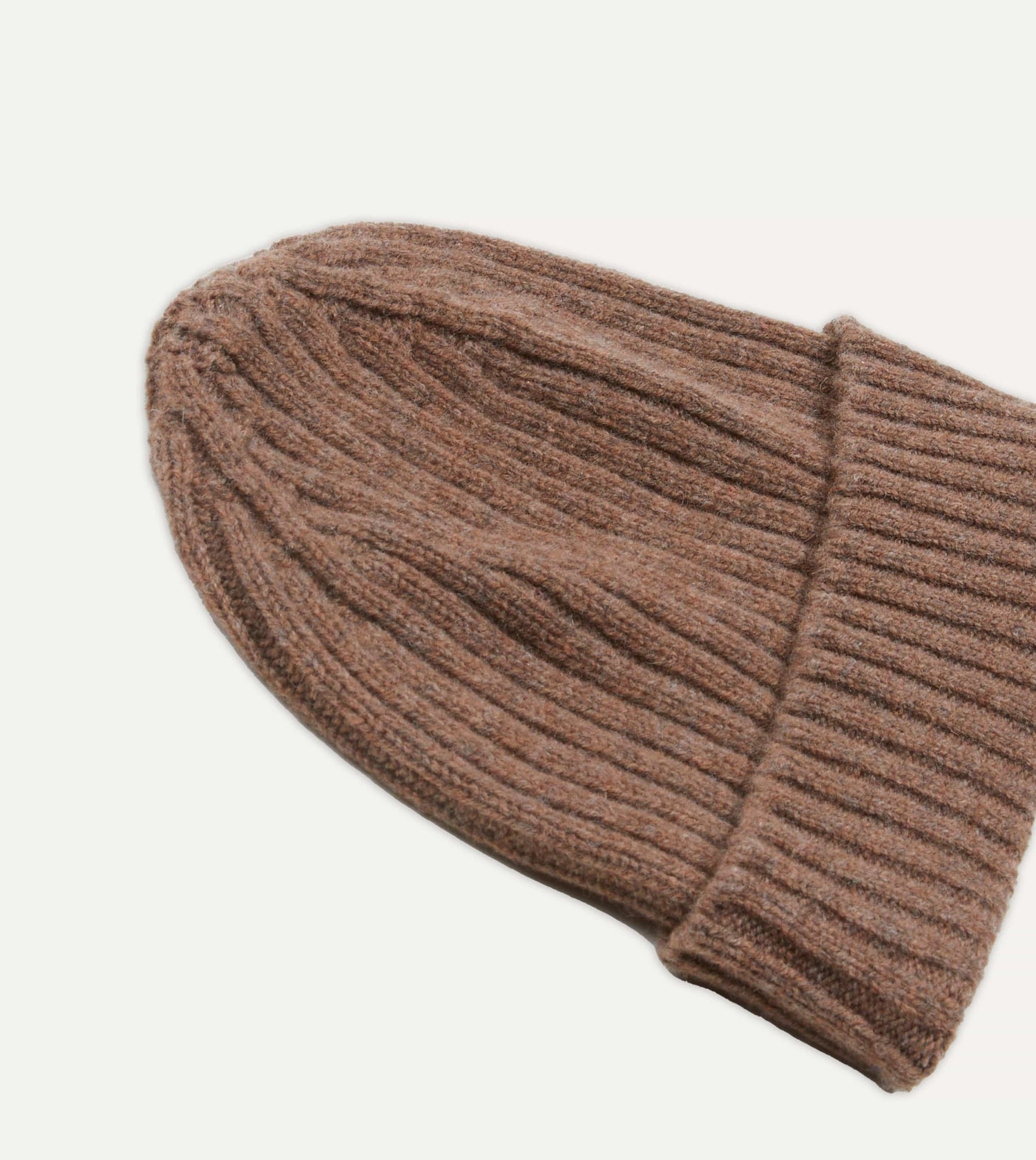 Brown Lambswool Ribbed Knit Cap