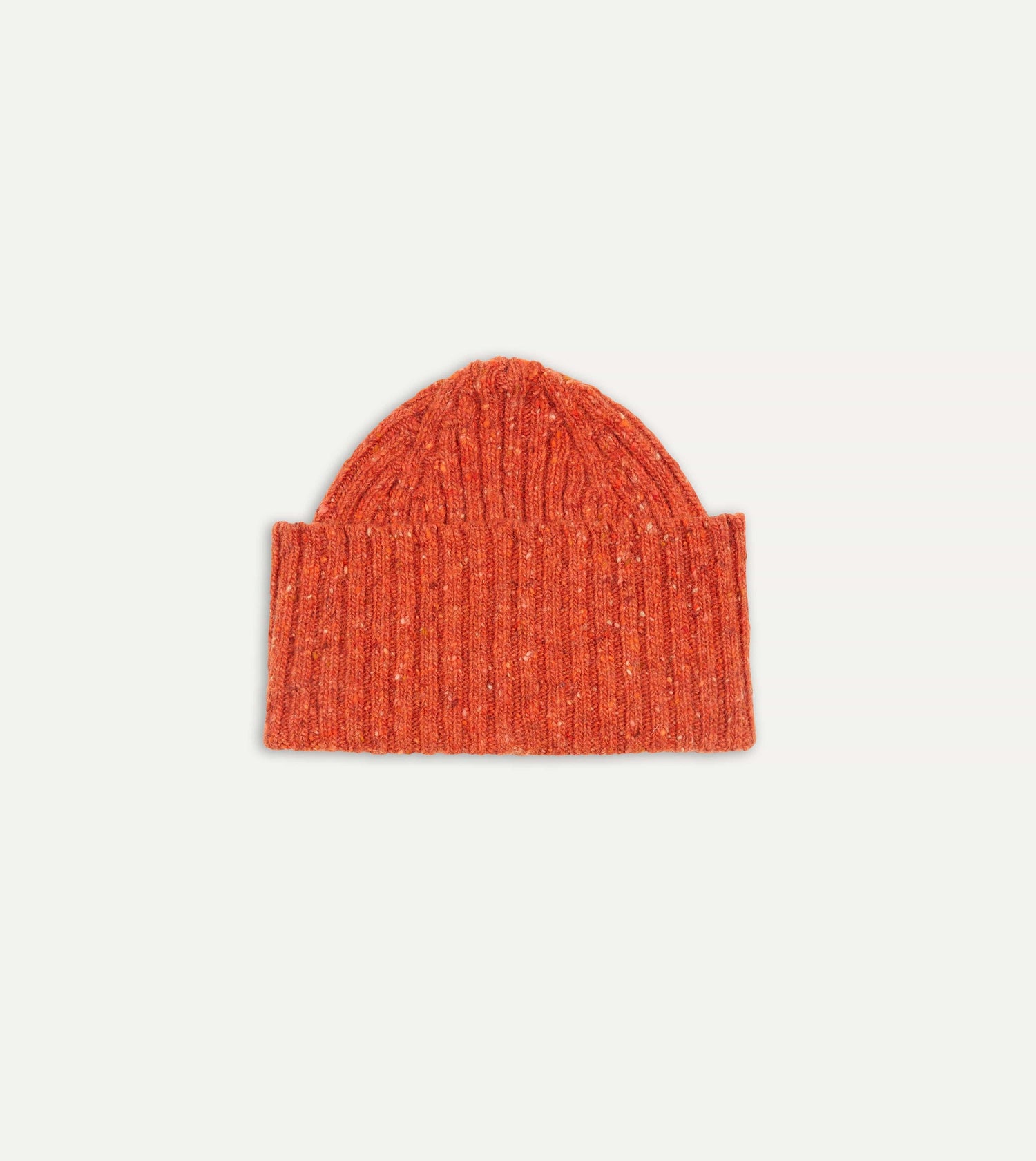 Orange Ribbed Merino Donegal Knit Cap