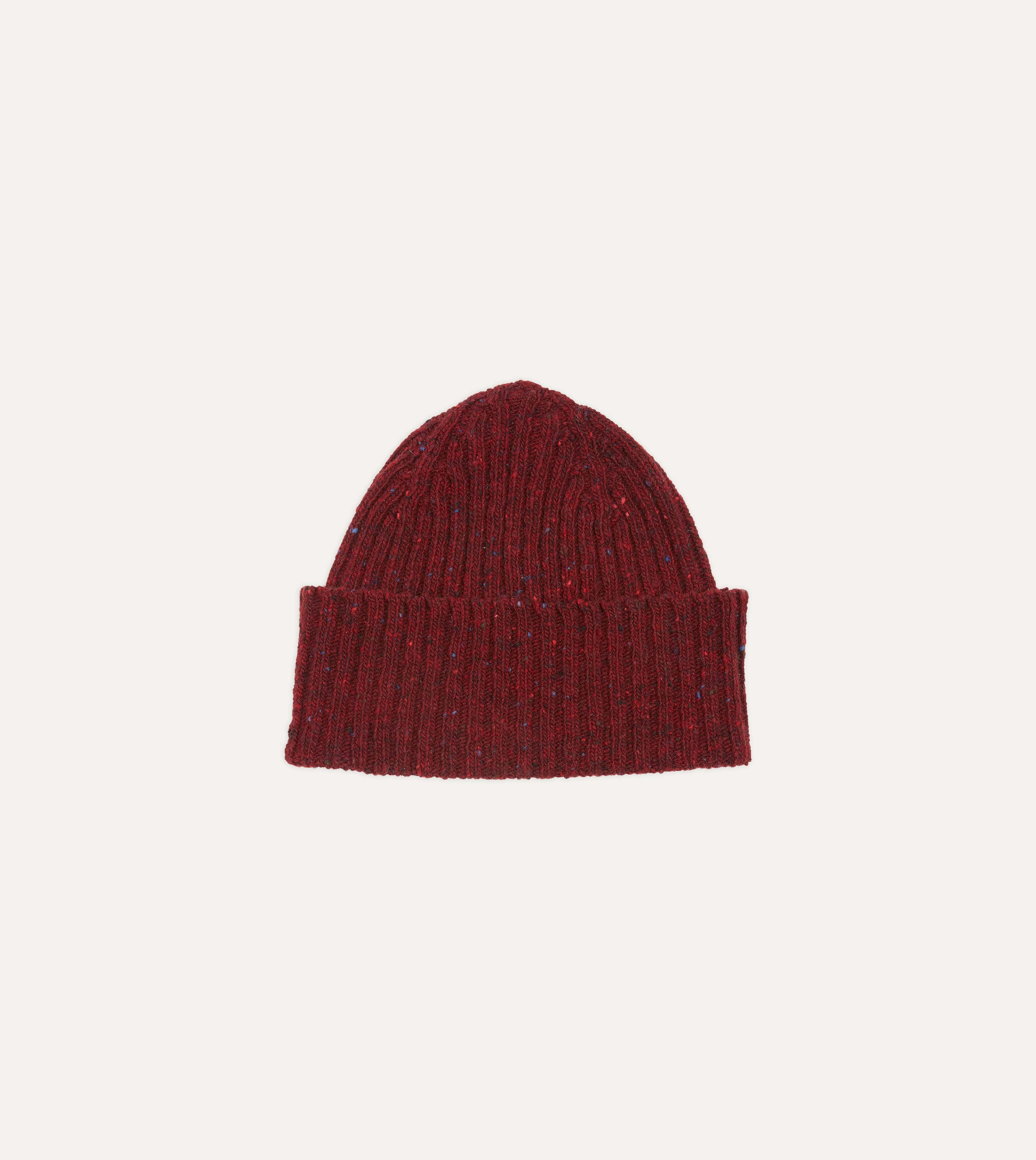 Red Ribbed Merino Donegal Knit Cap