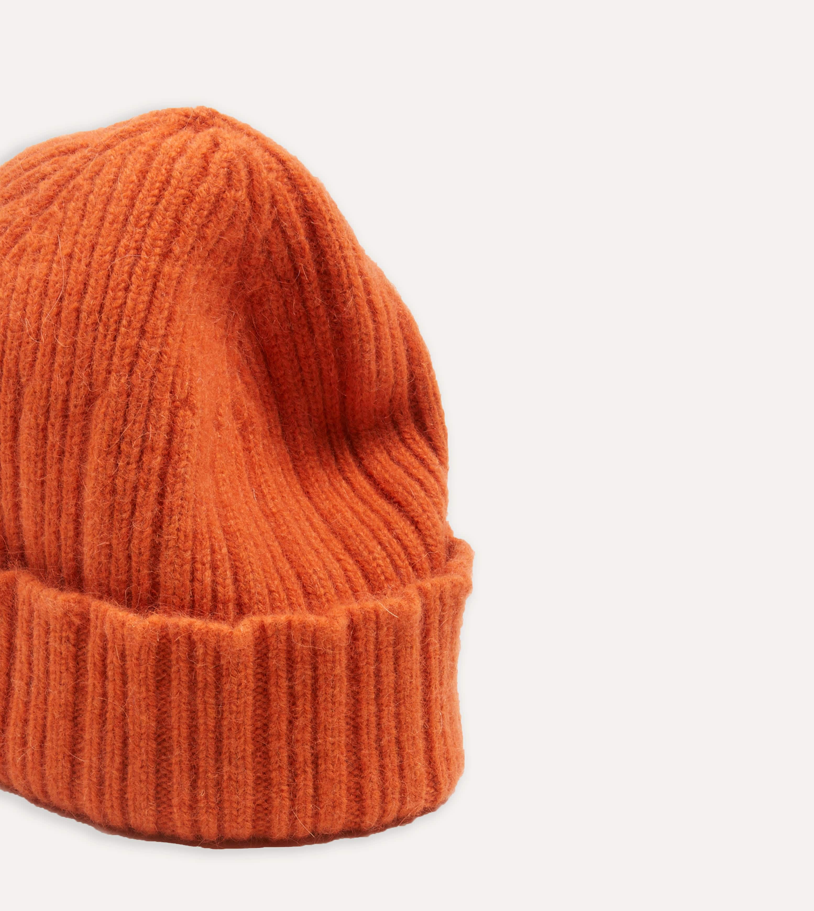 Orange Geelongora Ribbed Knit Cap