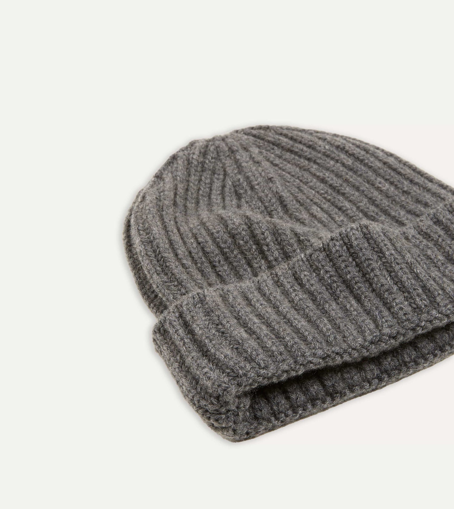 Charcoal Cashmere Ribbed Knit Cap