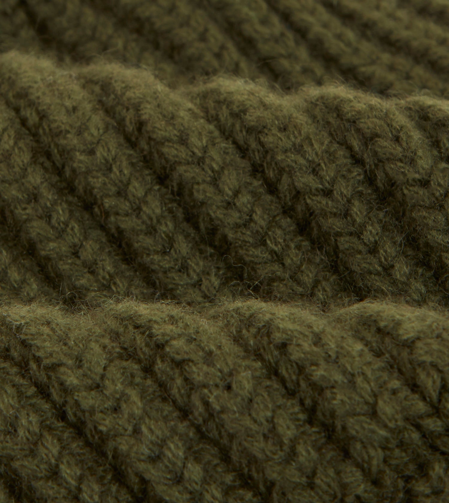 Khaki Green Cashmere Ribbed Knit Cap