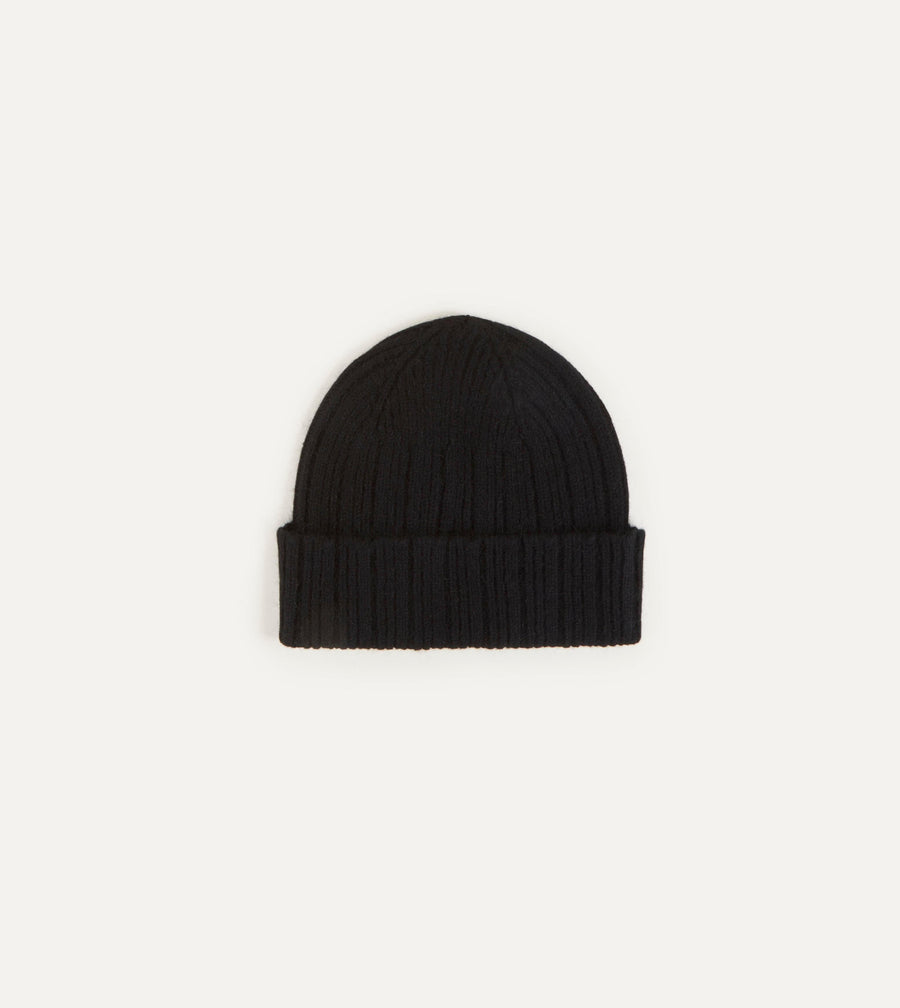 Black Geelongora Ribbed Knit Cap