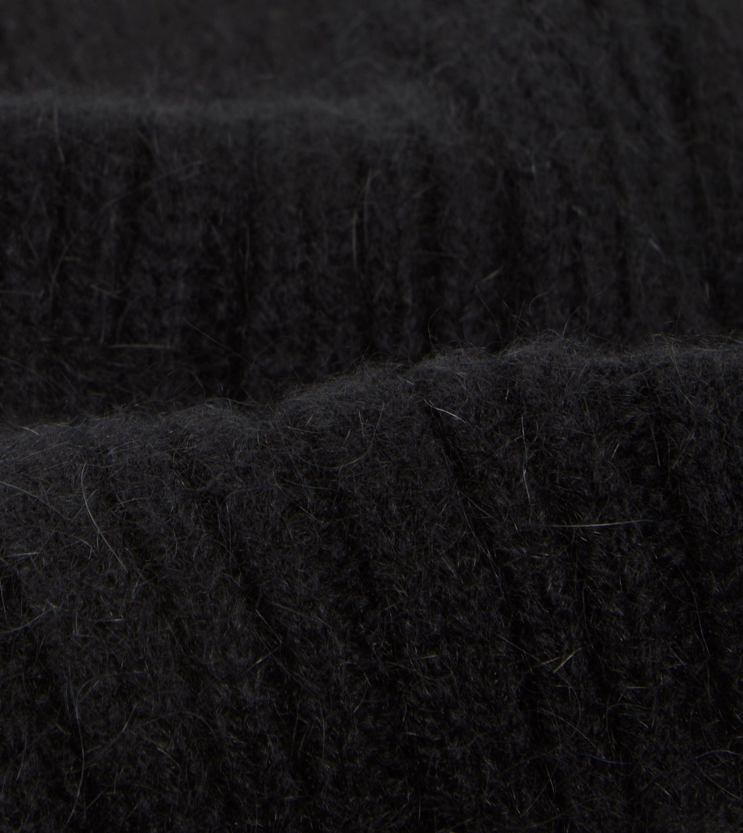 Black Angora Lambswool Ribbed Knit Cap