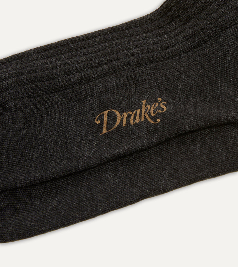 Dark Grey Wool Over-The-Calf Sock