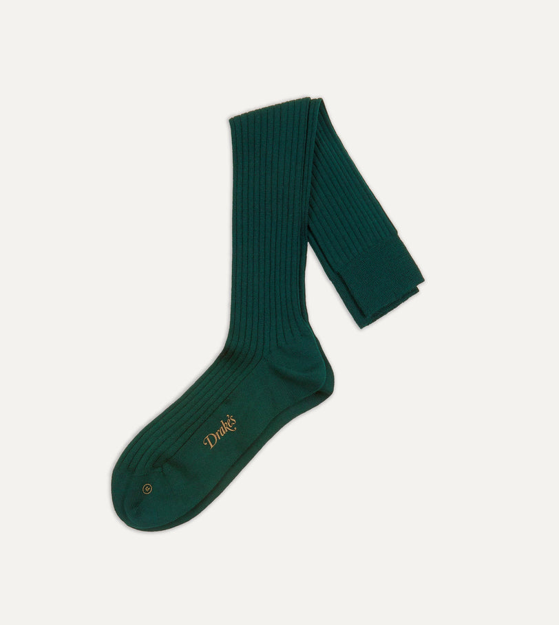 Dark Green Wool Over-the-Calf Socks