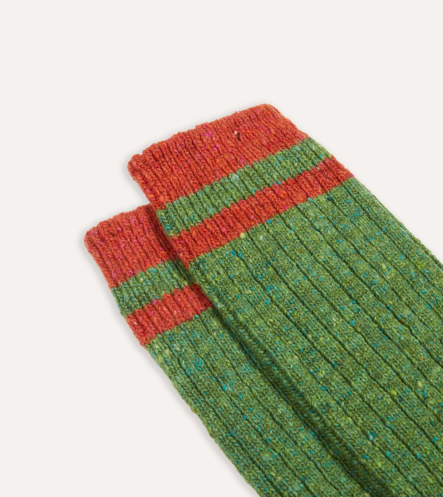 Green Striped Donegal Wool Socks