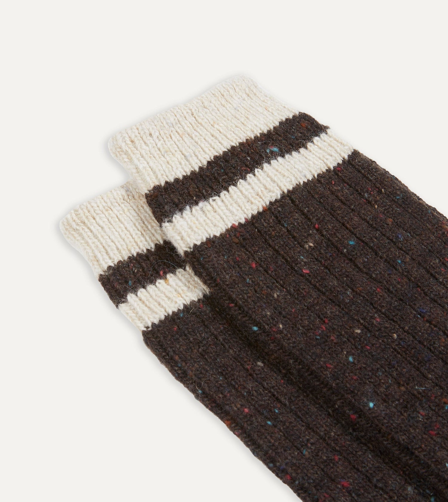 Brown Striped Donegal Wool Socks