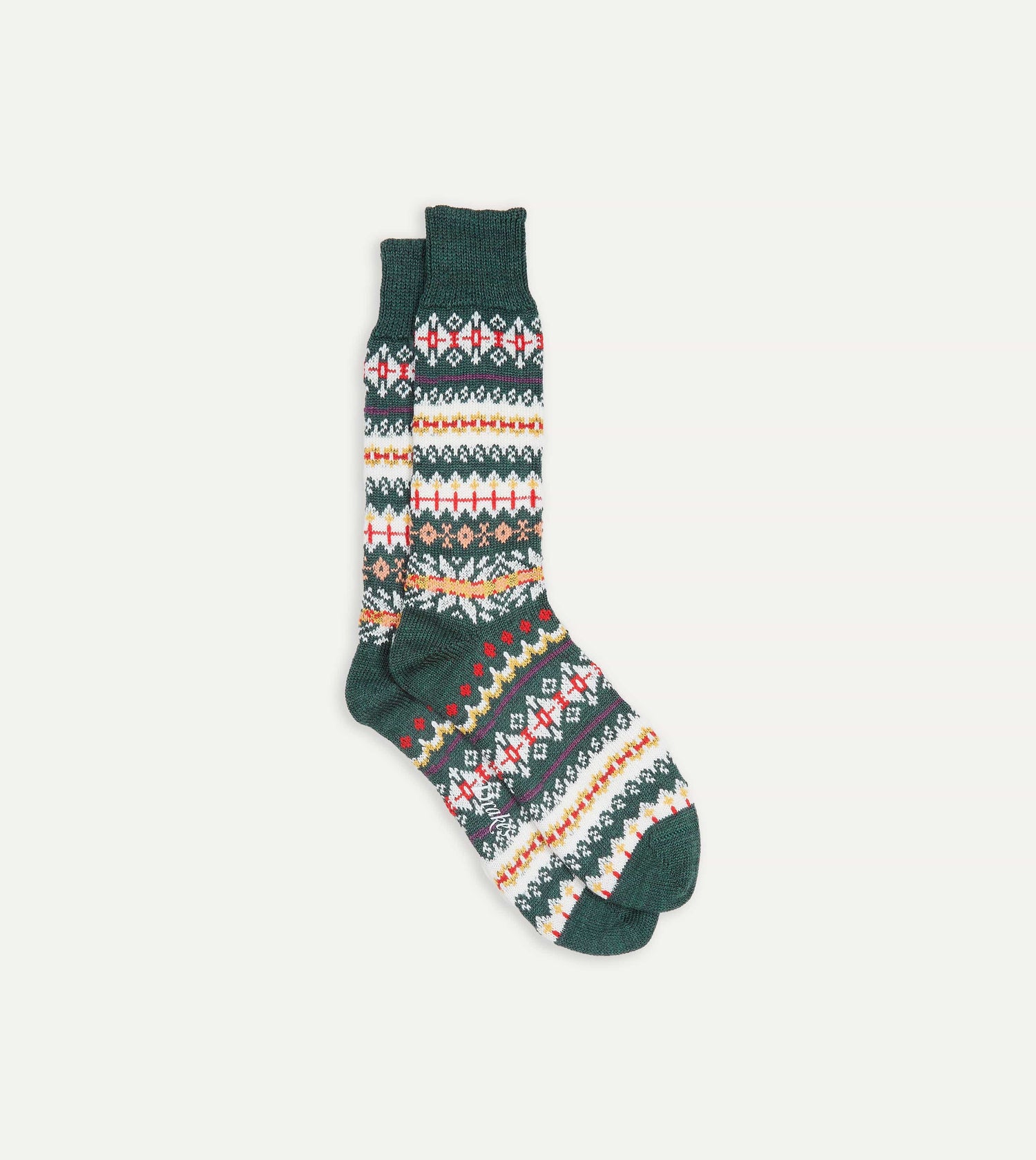 Green Fair Isle Wool Cotton Socks