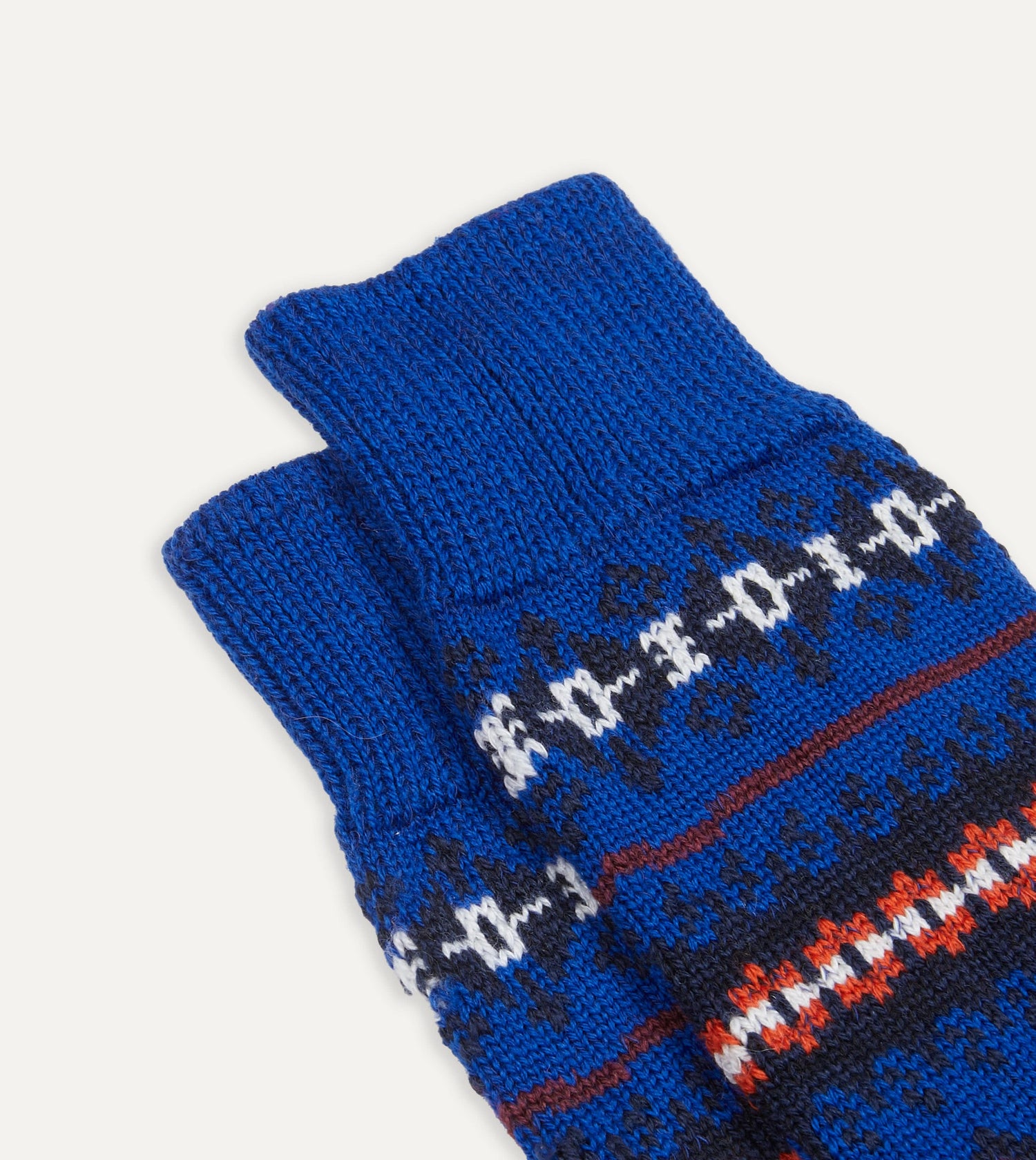 Blue Fair Isle Wool Cotton Socks