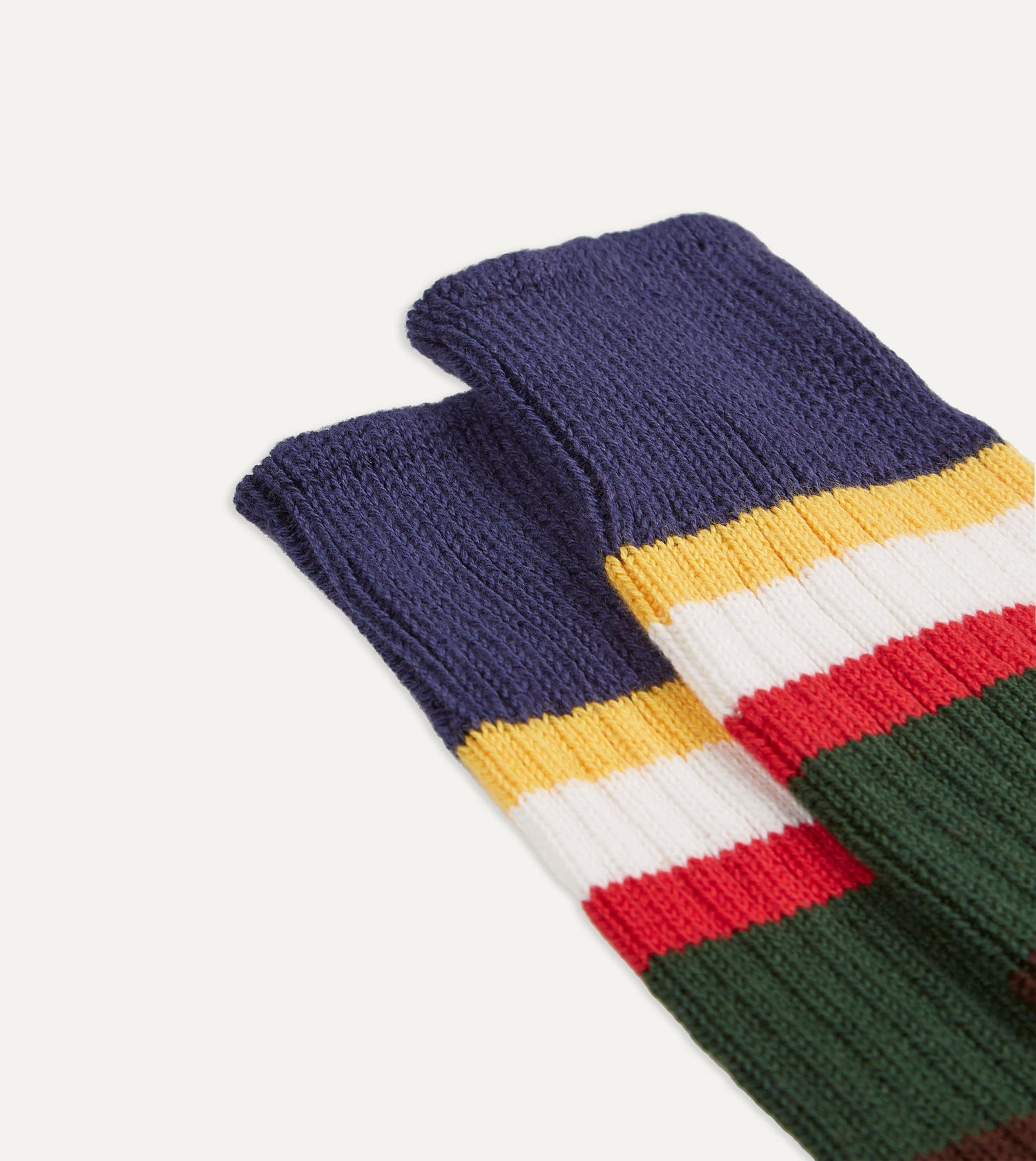 Navy and Green Cotton Striped Sports Socks