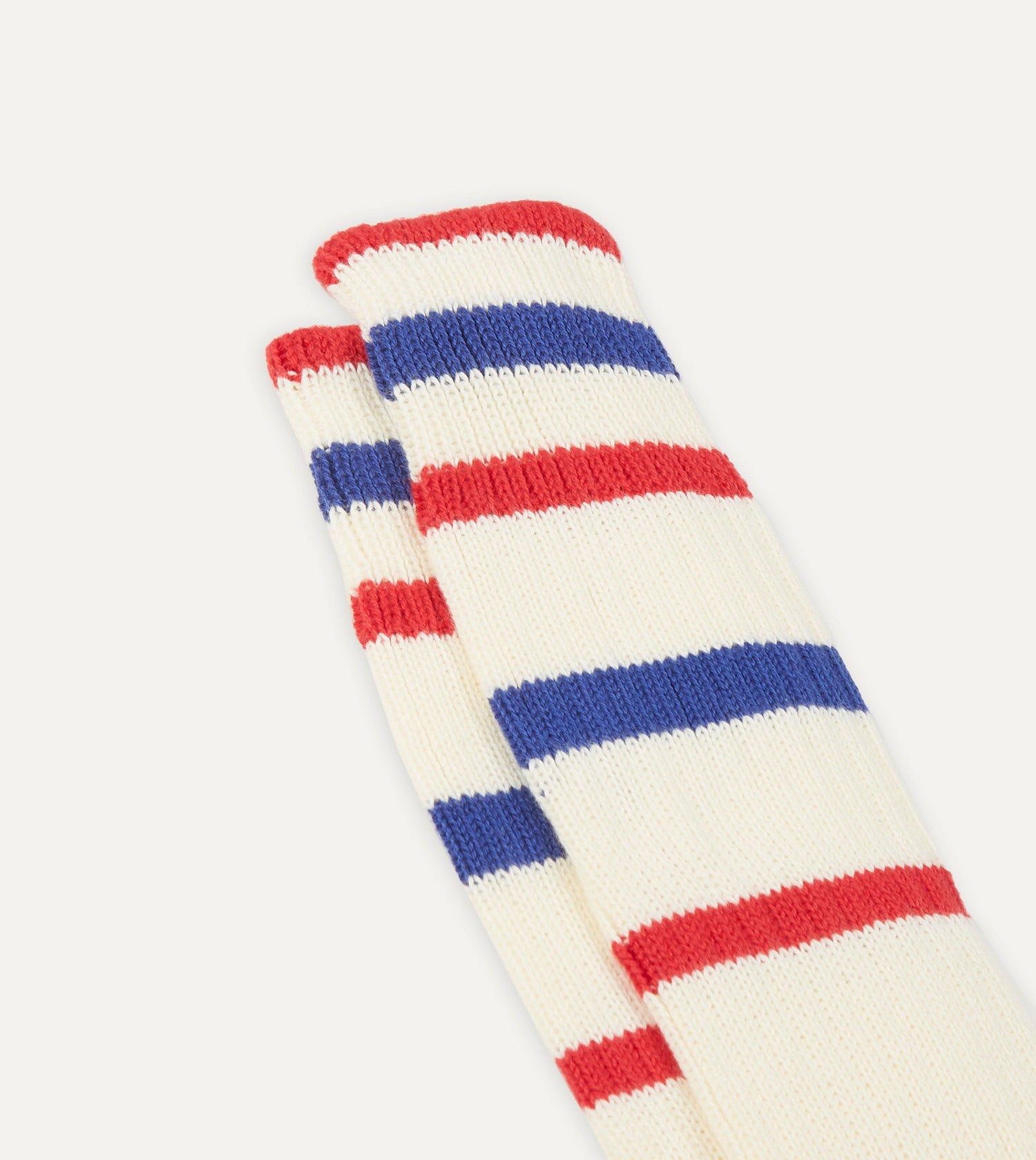 Ecru, Red and Navy Striped Sport Socks