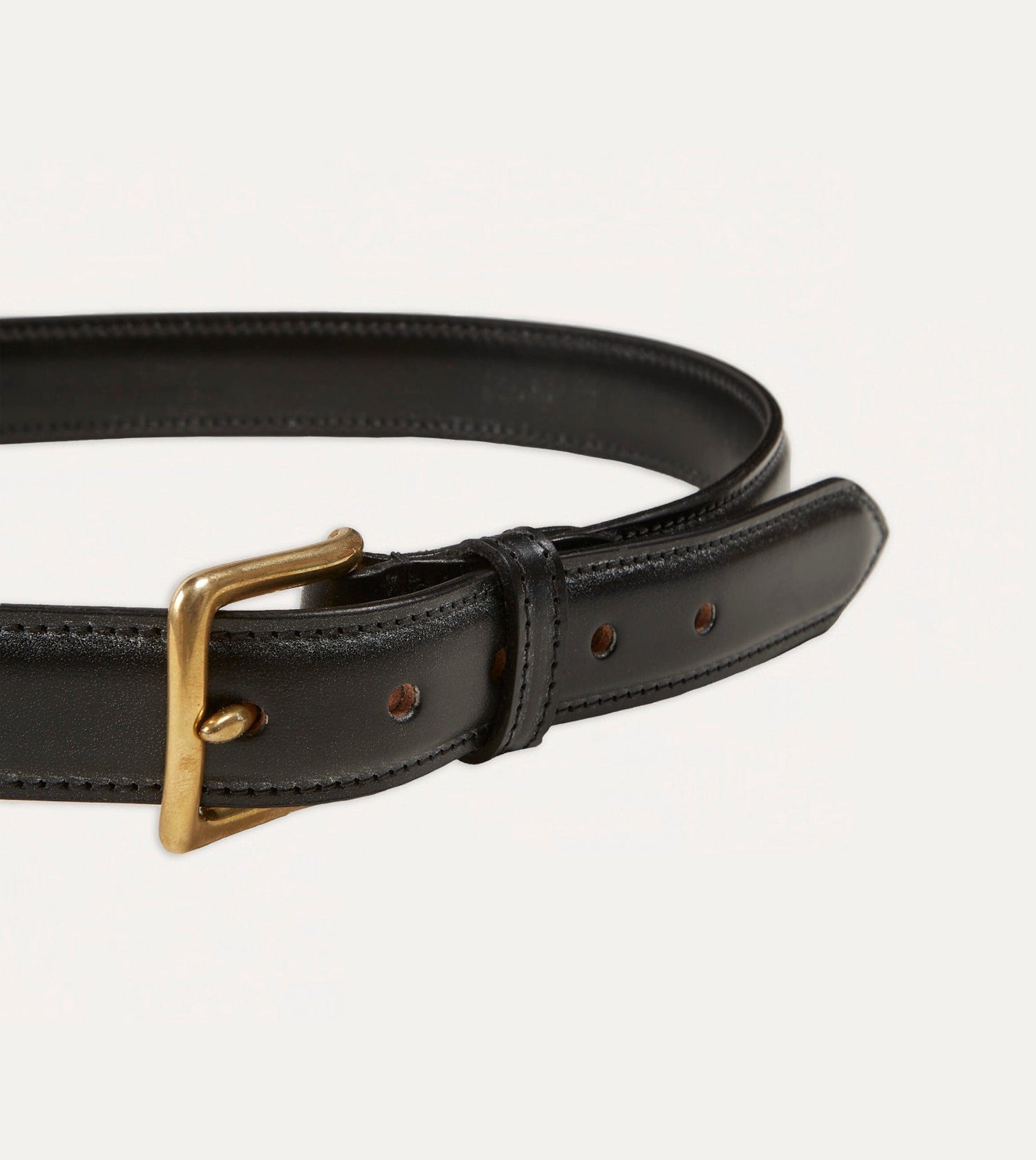 Black Fully Lined Bridle Leather Belt with Brass Buckle