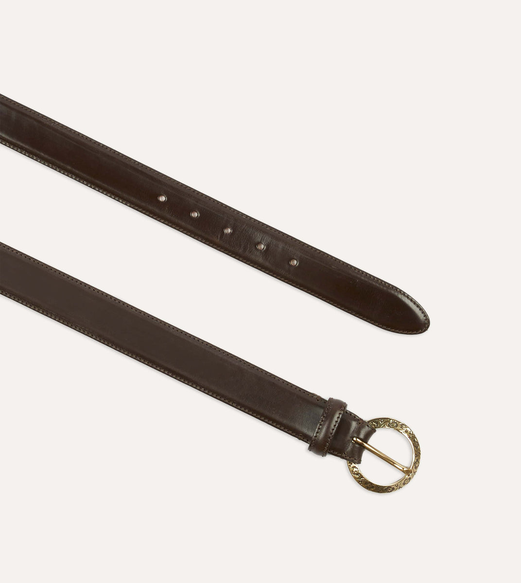 BELT 25MM MEDIUM WESTERN IN DARK BROWN CALFSKIN GOLD BUCKLE