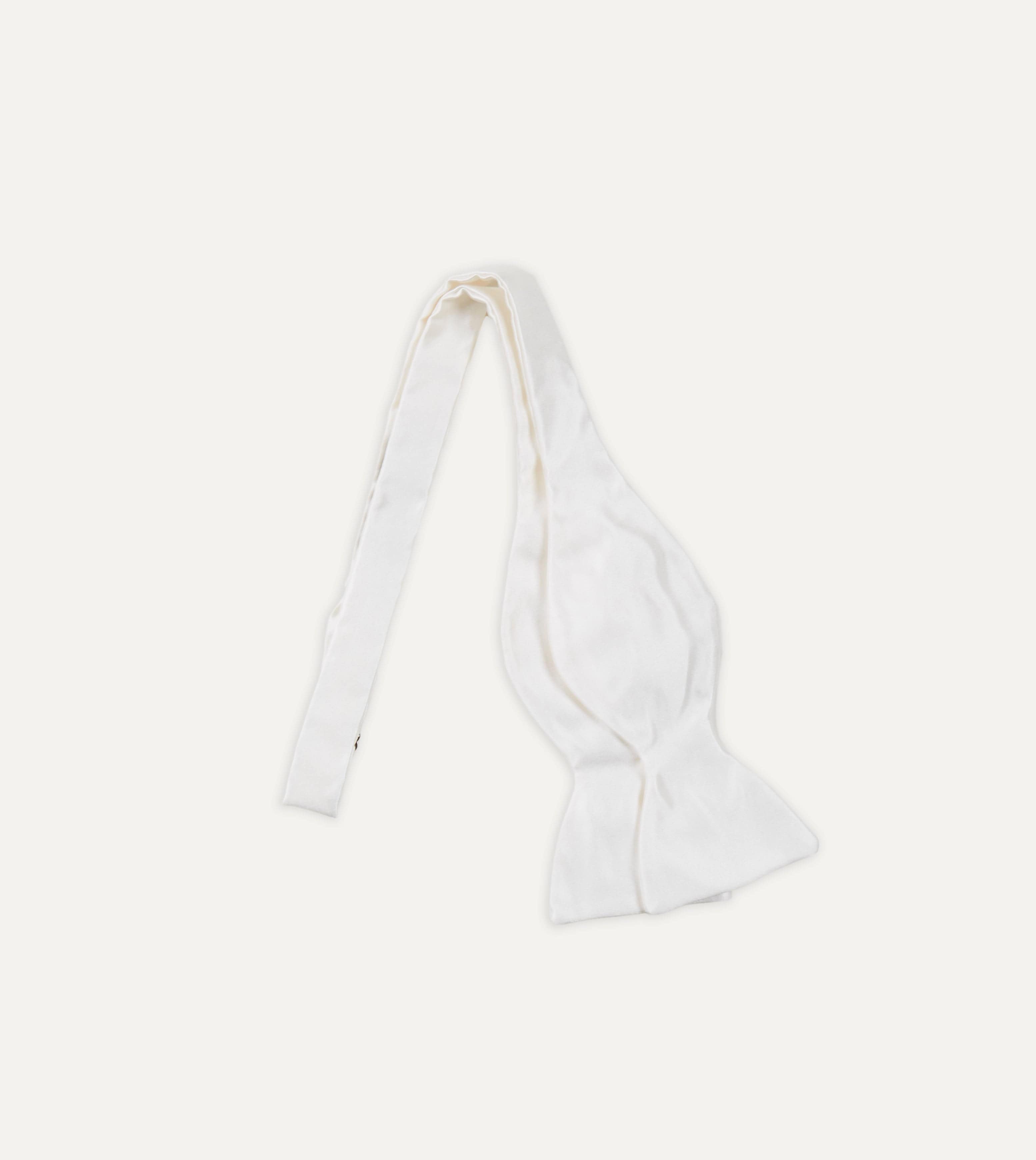 White Self-Tie Satin Butterfly Bow Tie