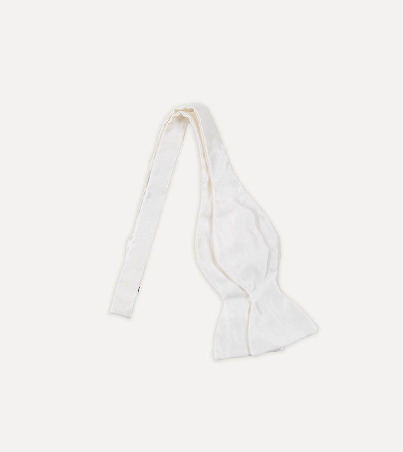 White Self-Tie Satin Butterfly Bow Tie