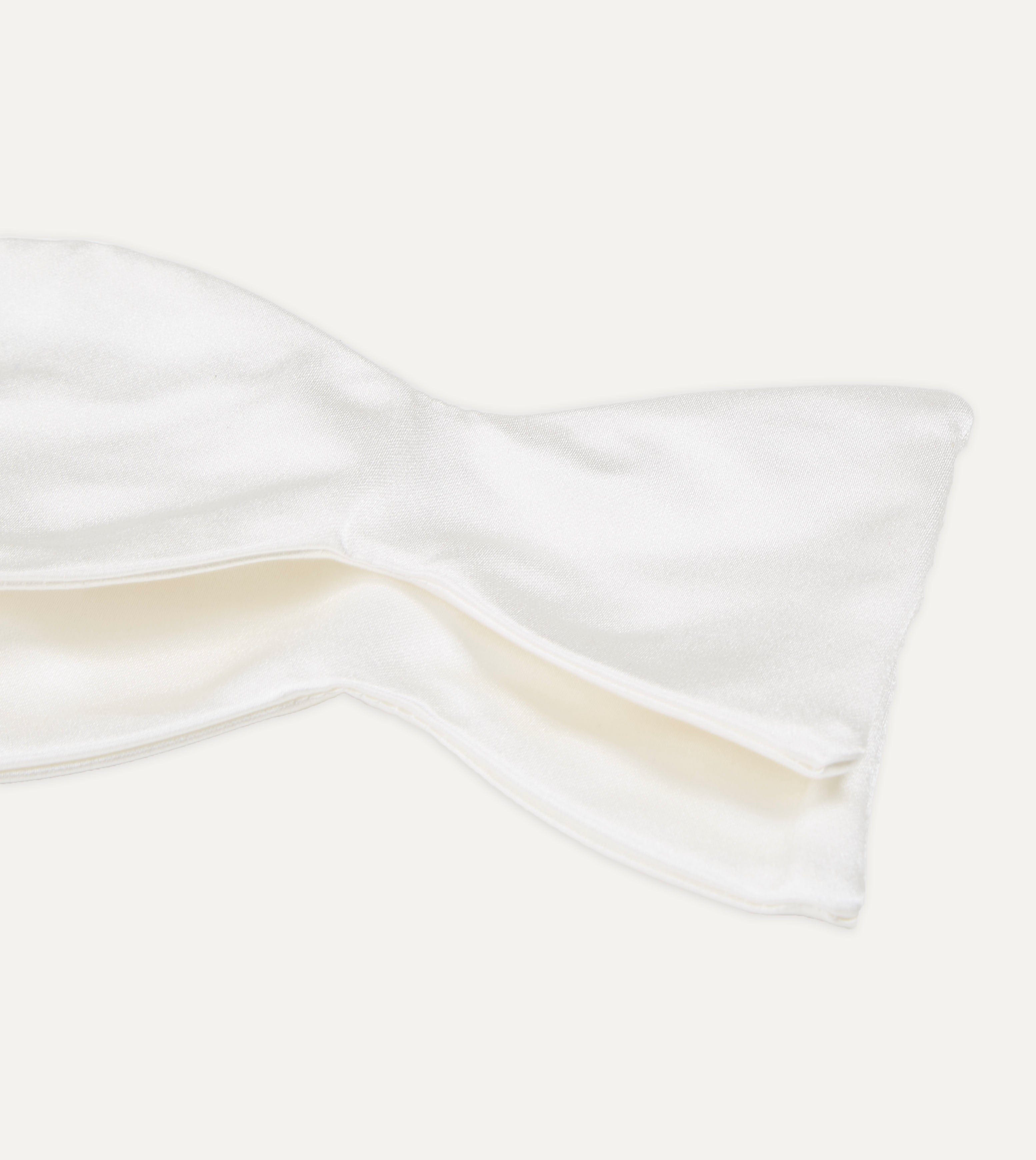 White Self-Tie Satin Butterfly Bow Tie