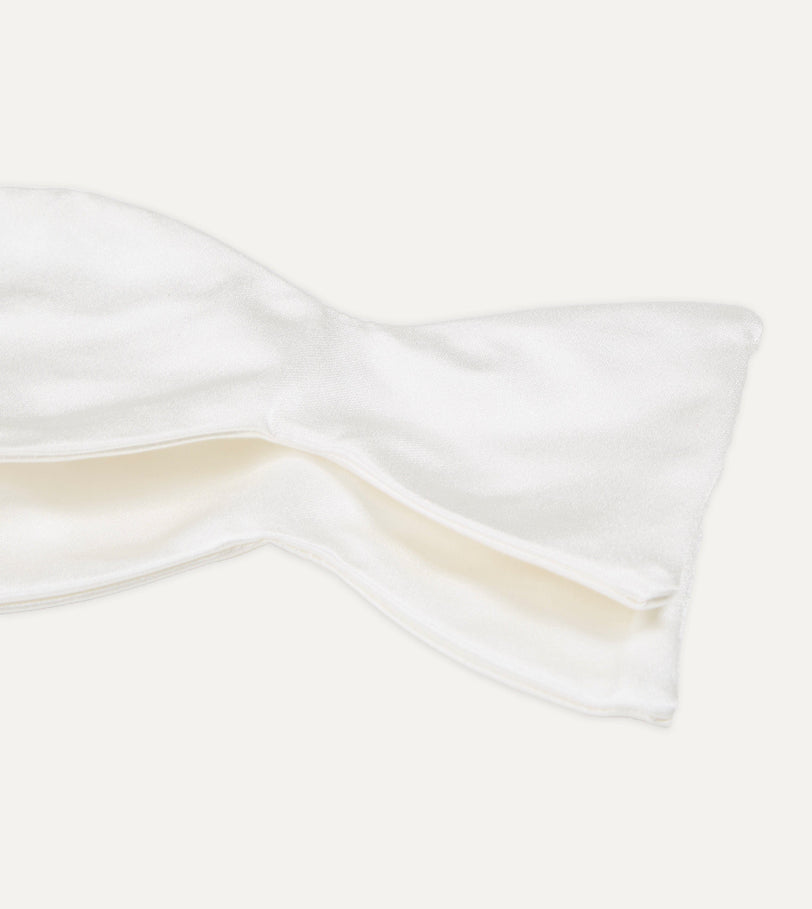 White Self-Tie Satin Butterfly Bow Tie