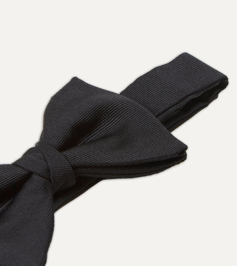 Black Pre-Tied Silk-Faille Bow Tie