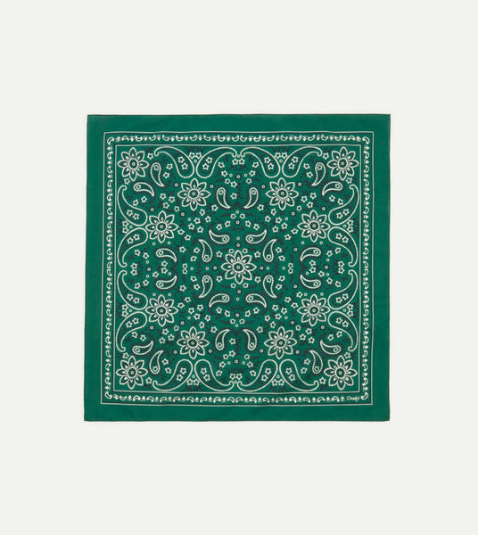 Green Paisley Print Cotton Bandana – Drakes