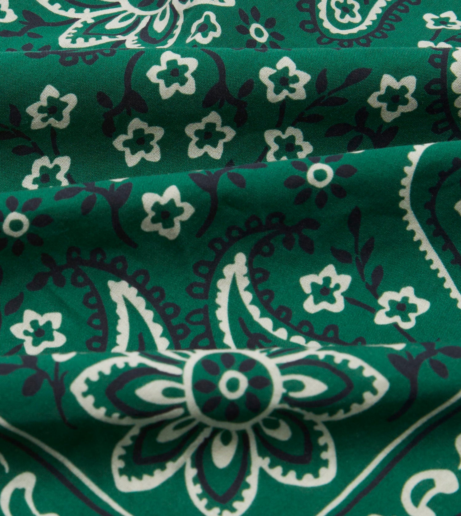 Green Paisley Print Cotton Bandana
