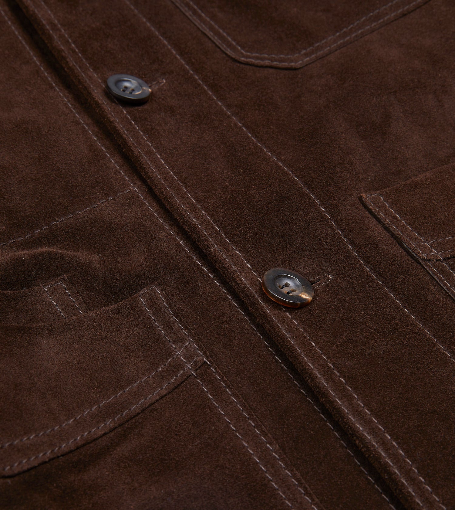 Chocolate Brown Heavyweight Suede Five-Pocket Chore Jacket