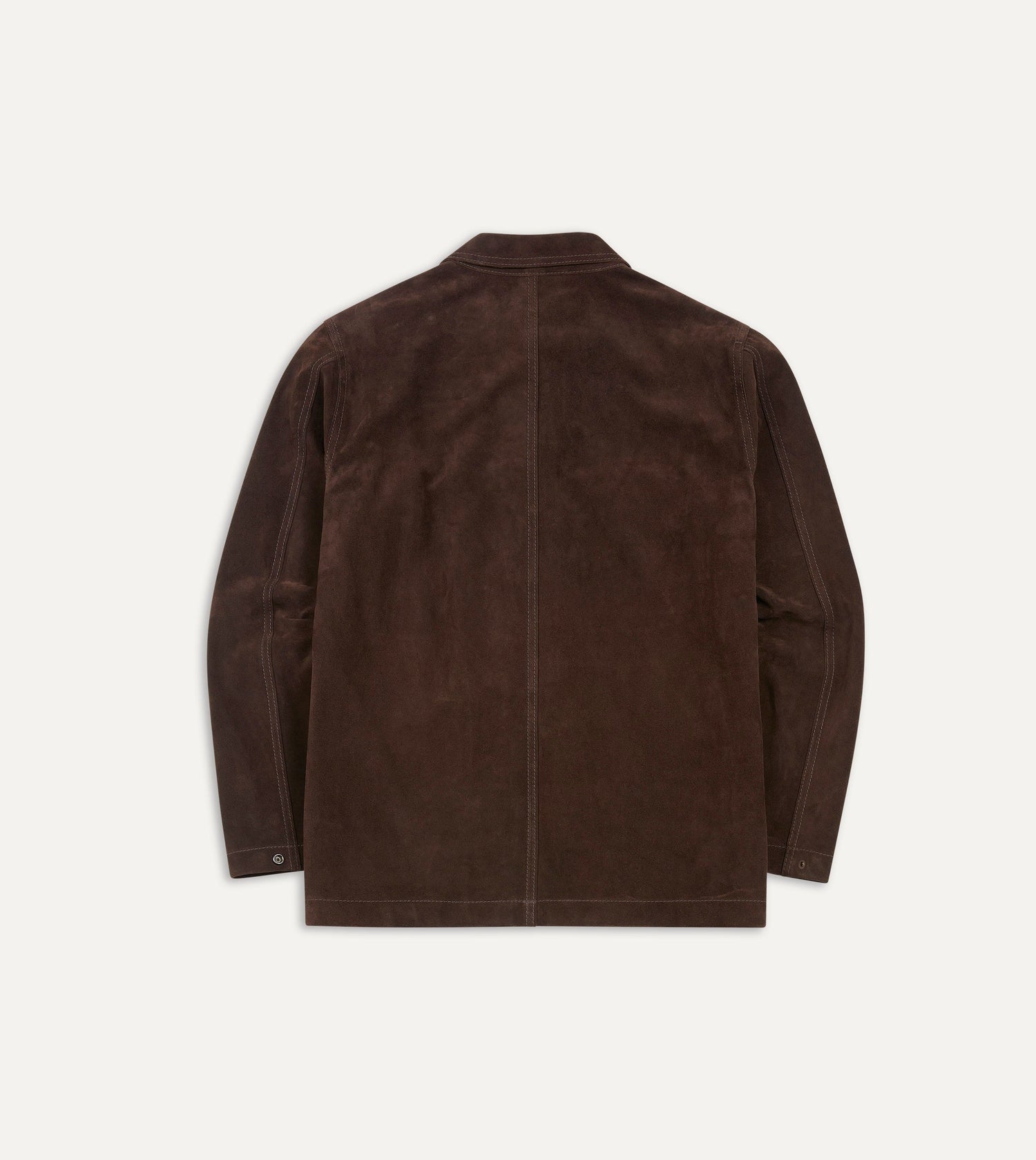 Chocolate Brown Heavyweight Suede Five-Pocket Chore Jacket