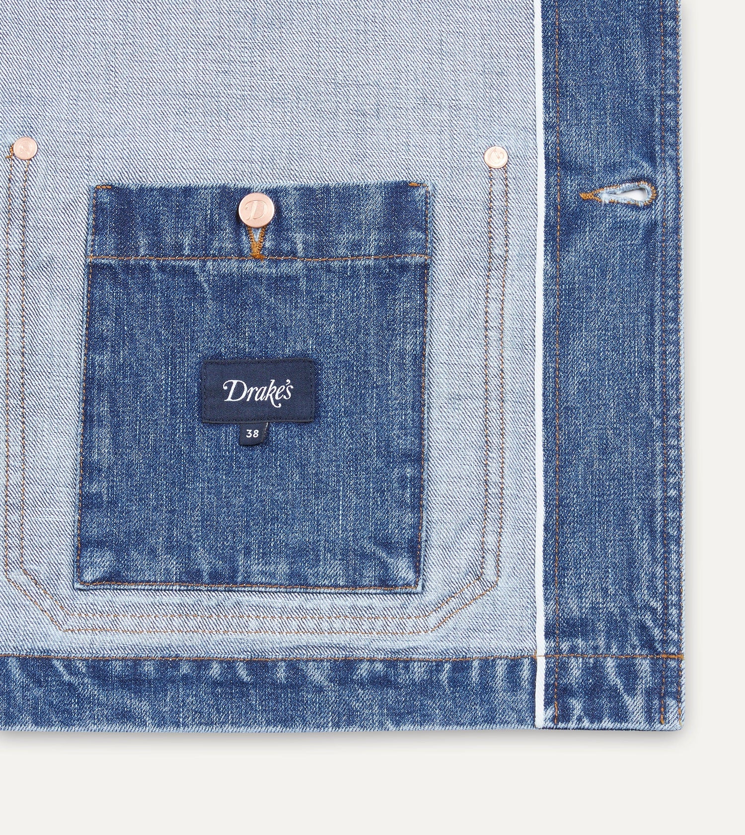 Bleach Wash Selvedge Denim Five-Pocket Chore Jacket
