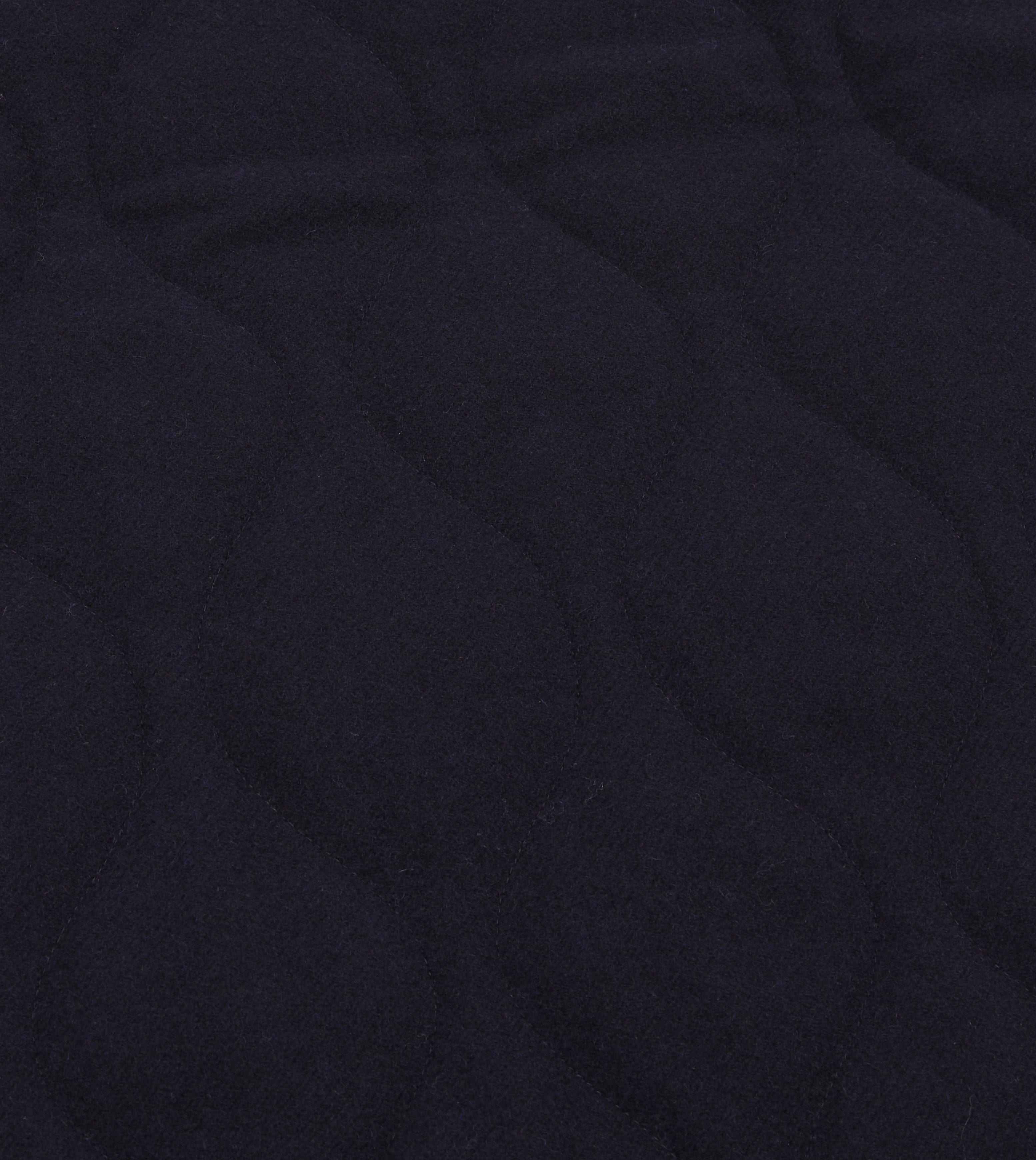 Navy Quilted Melton Wool Zip Vest