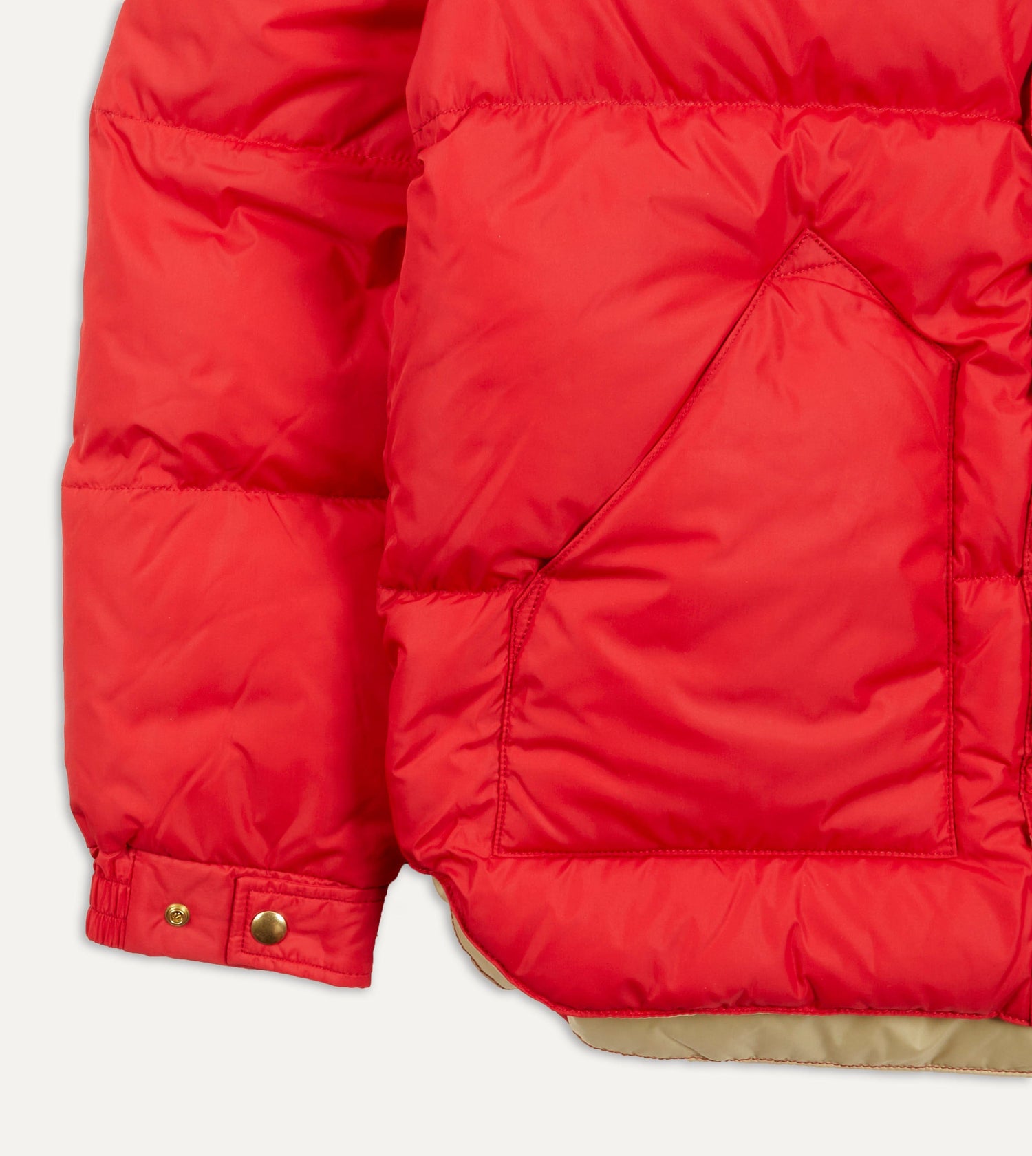 Rocky Mountain Featherbed for Drake's Red Nylon Leather Christy Down Jacket