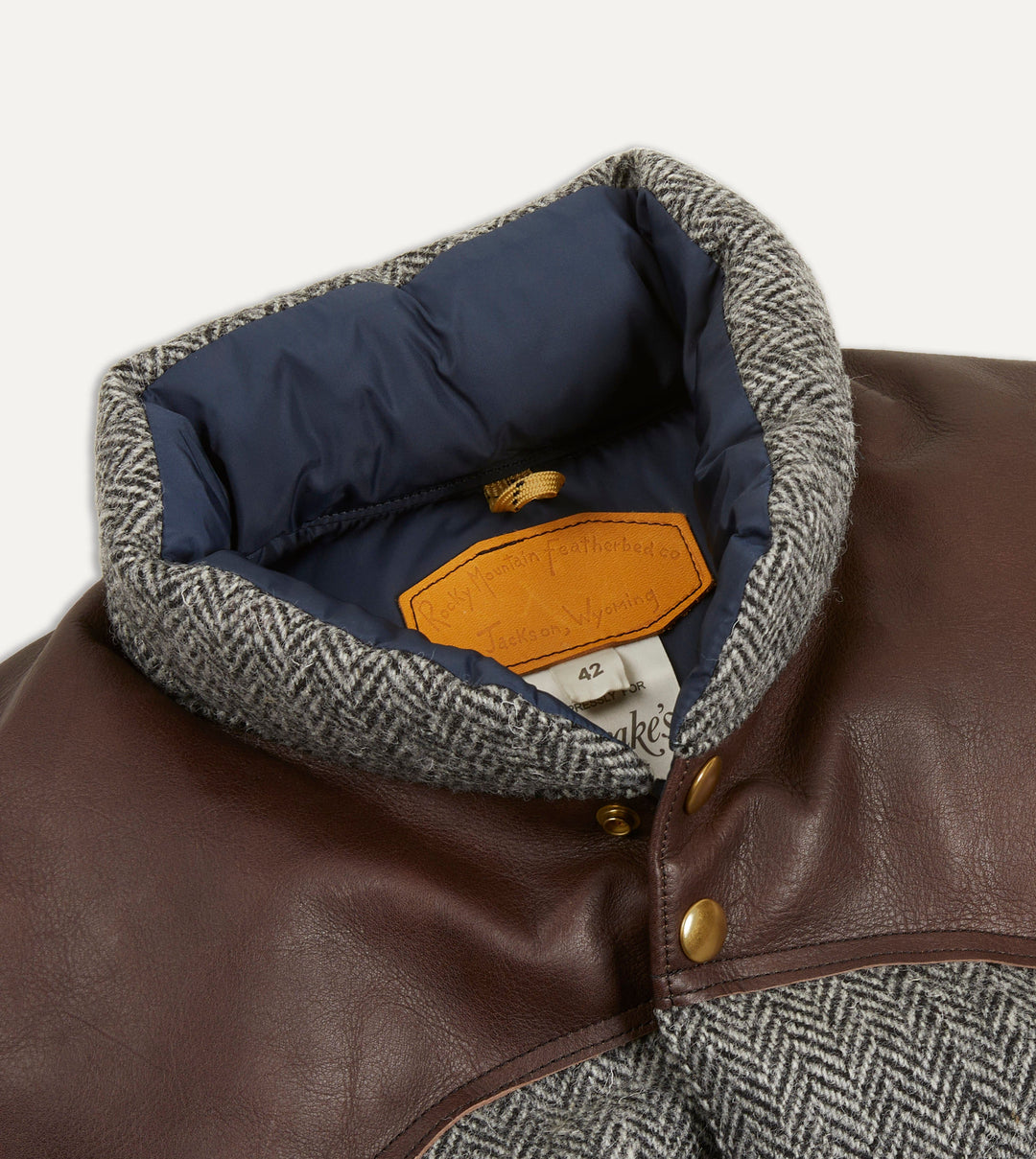 Rocky Mountain Featherbed for Drake's Herringbone Harris Tweed Leather ...