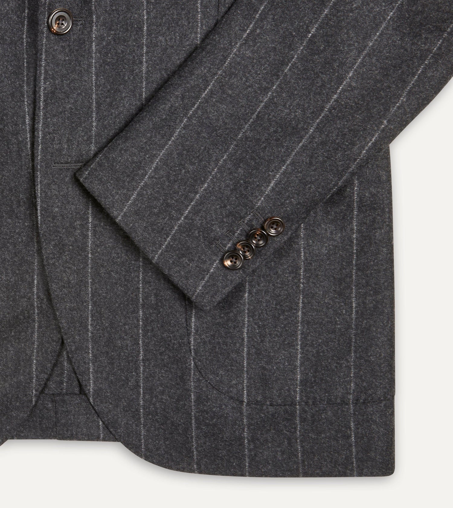 Grey Chalkstripe Wool Flannel Tailored Jacket