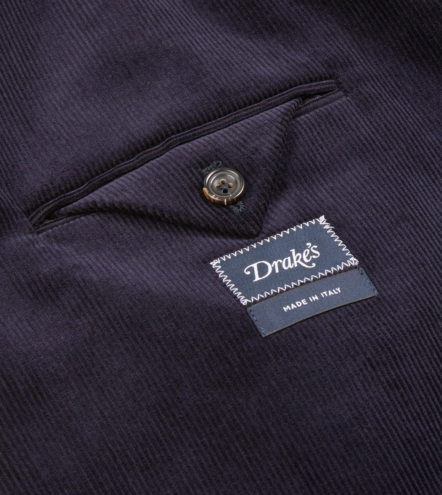 Navy Mid-Wale Cotton Corduroy Tailored Jacket