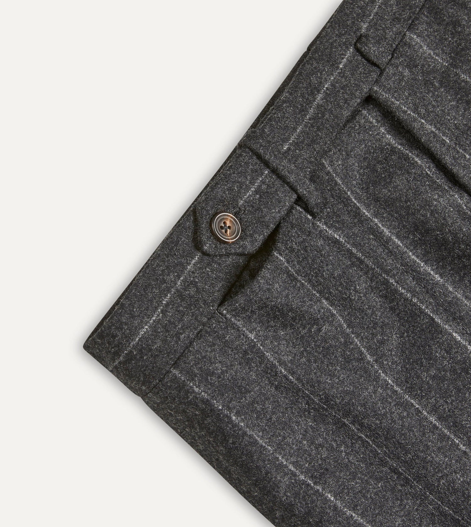 Grey Chalkstripe Wool Flannel Flat Front Trouser