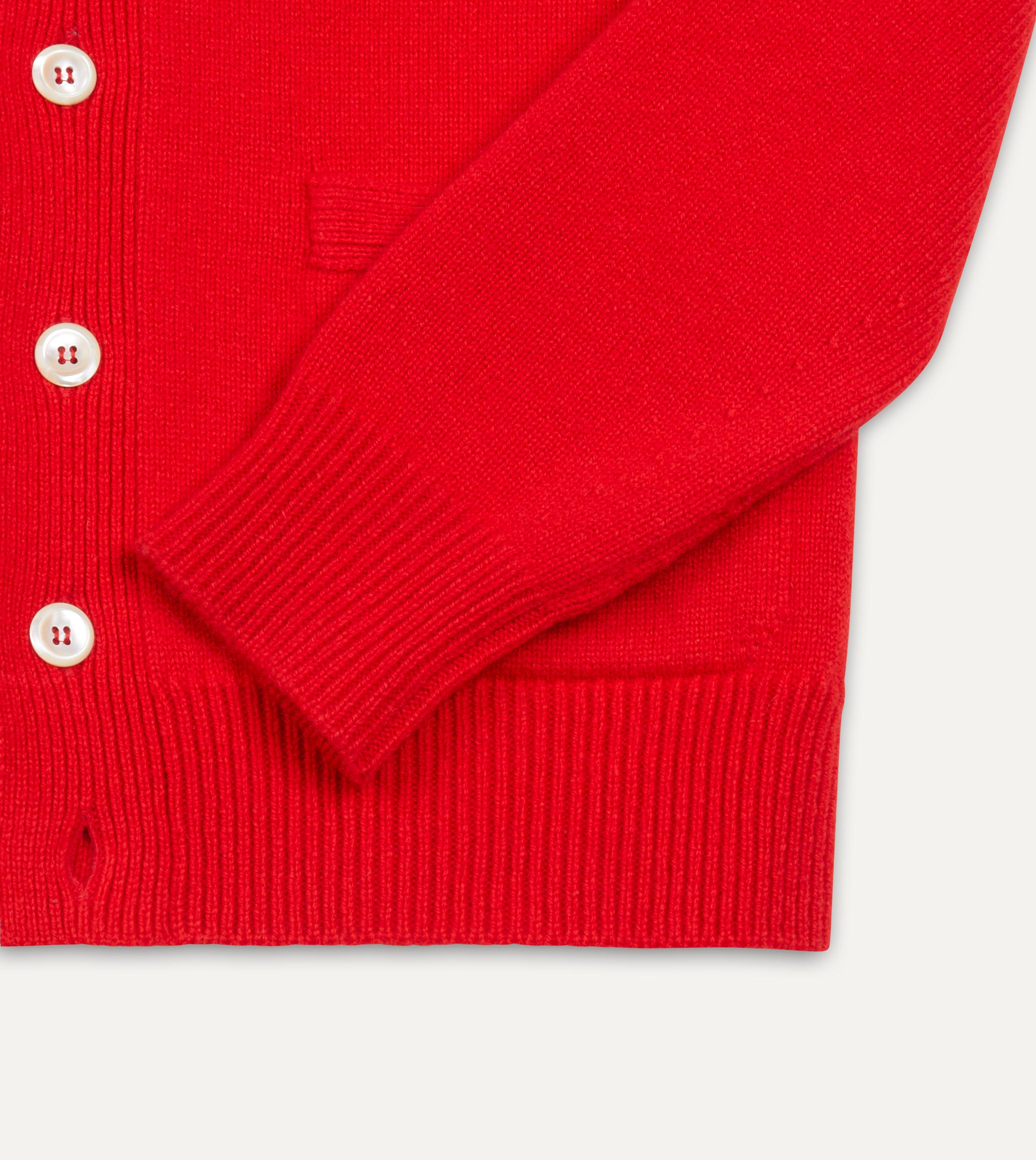 Red Lambswool 6 Button Cardigan – Drakes