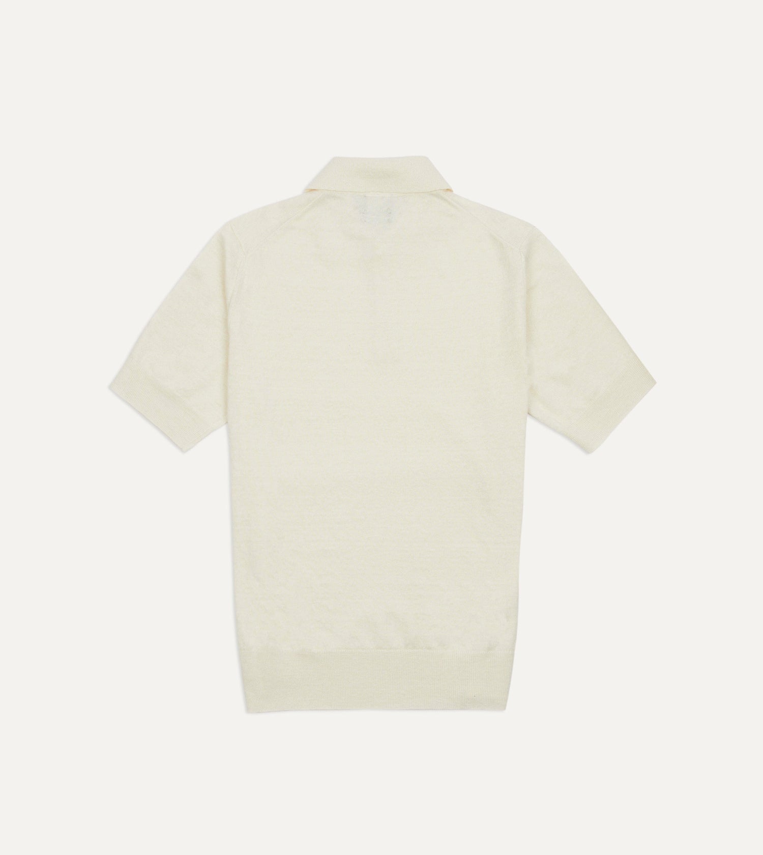 Ecru Knitted Linen-Cotton Short-Sleeve Polo Shirt