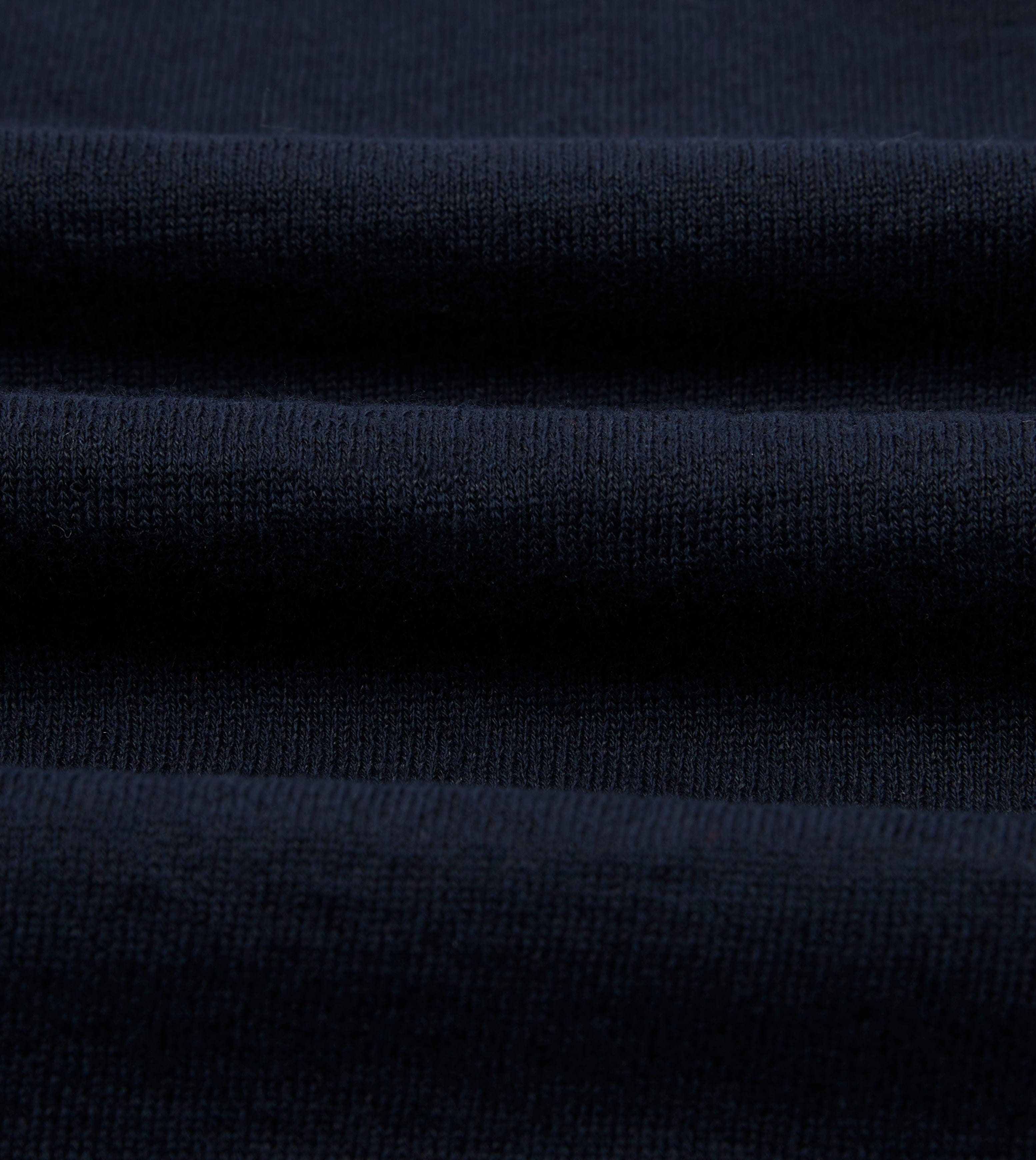 Navy Knitted Linen-Cotton Short-Sleeve Polo Shirt