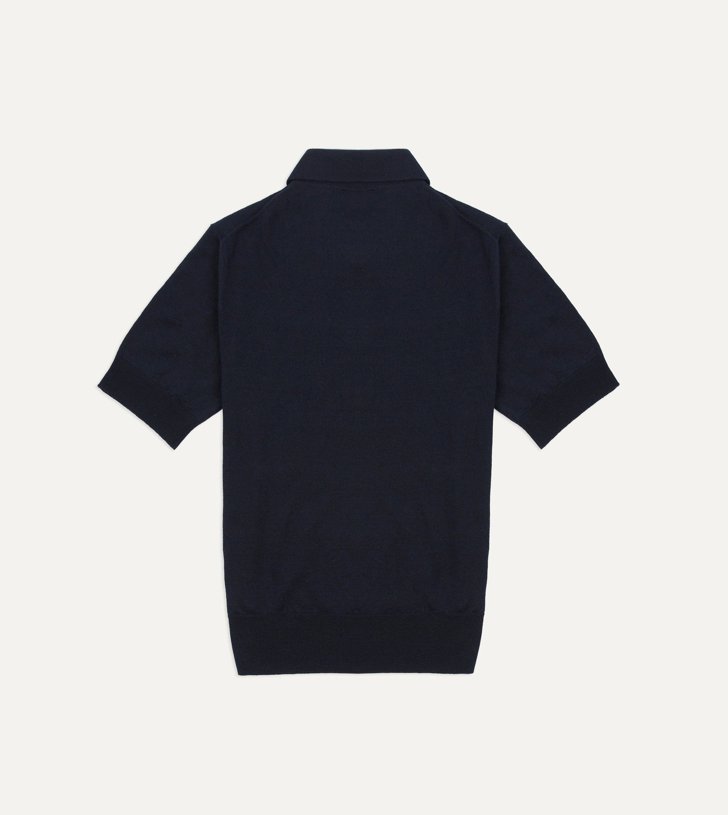 Navy Knitted Linen-Cotton Short-Sleeve Polo Shirt