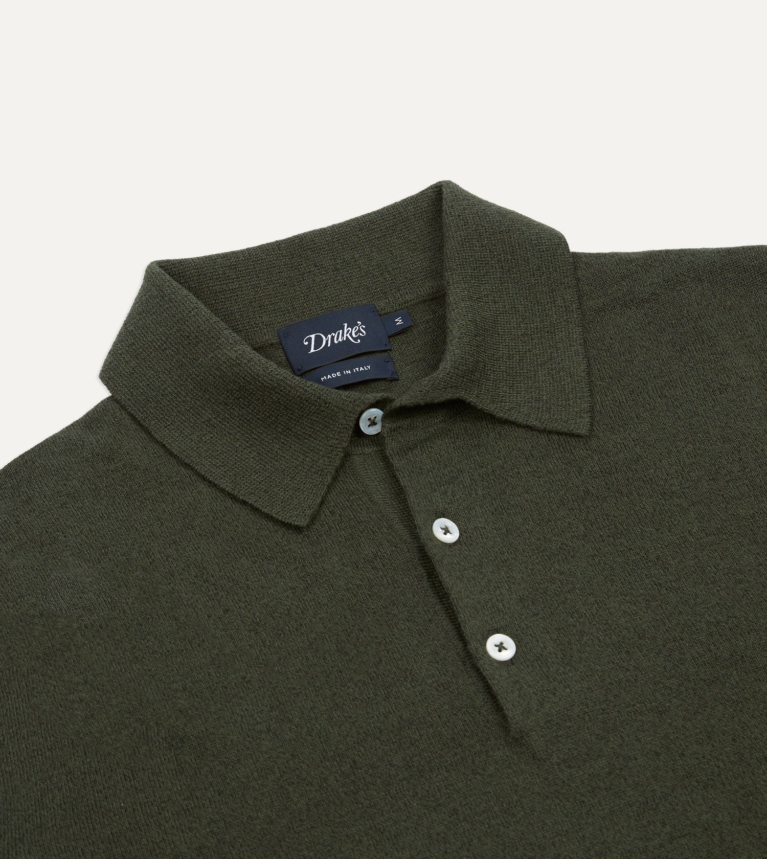 Olive Knitted Linen-Cotton Short-Sleeve Polo Shirt
