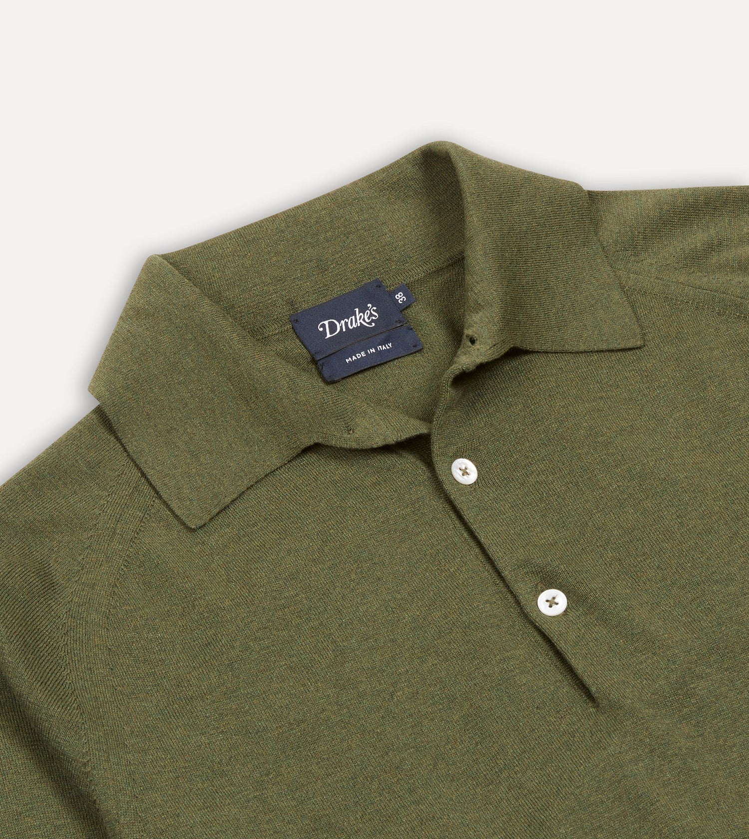 Green Knitted Silk-Cotton Long-Sleeve Polo Shirt