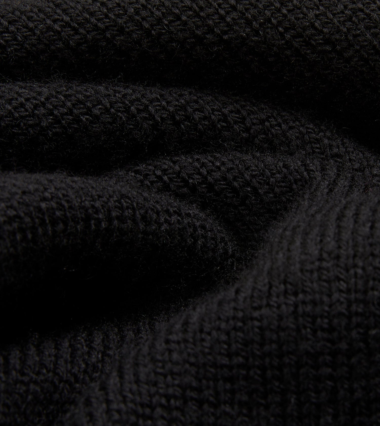 Black Merino Wool Knitted Polo