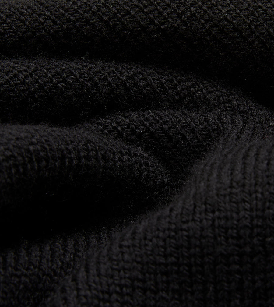 Black Merino Wool Knitted Polo