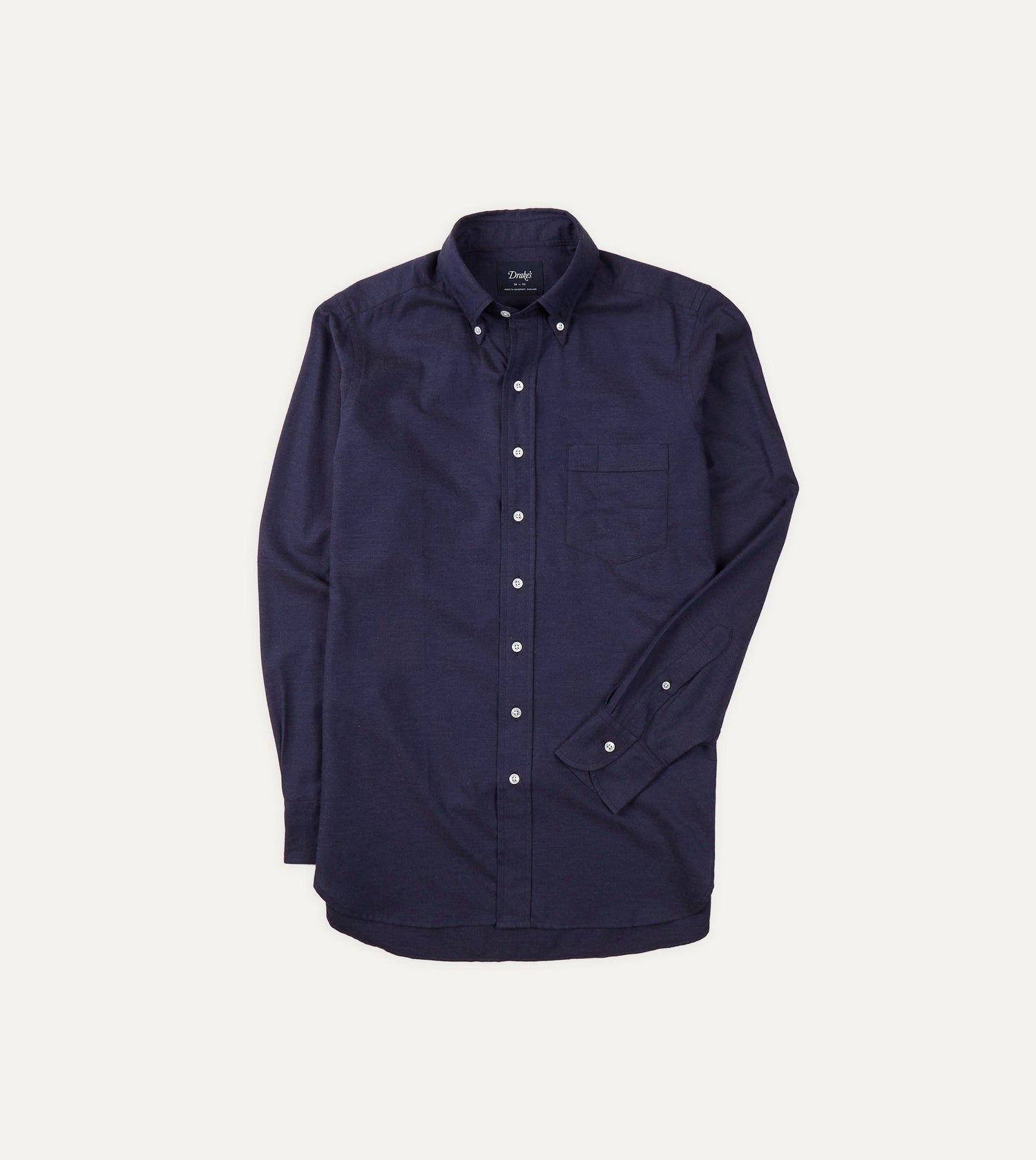 Navy Cotton Flannel Button-Down Shirt