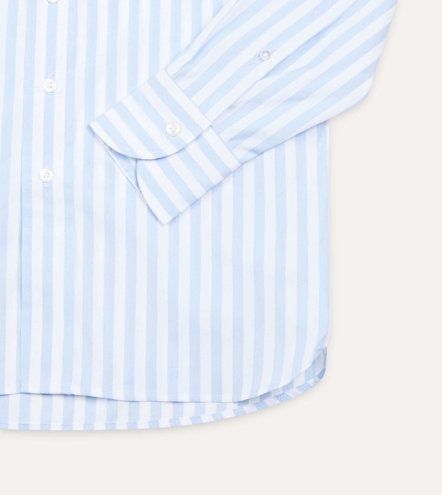 Blue Broad Stripe Cotton Poplin Button-Down Shirt