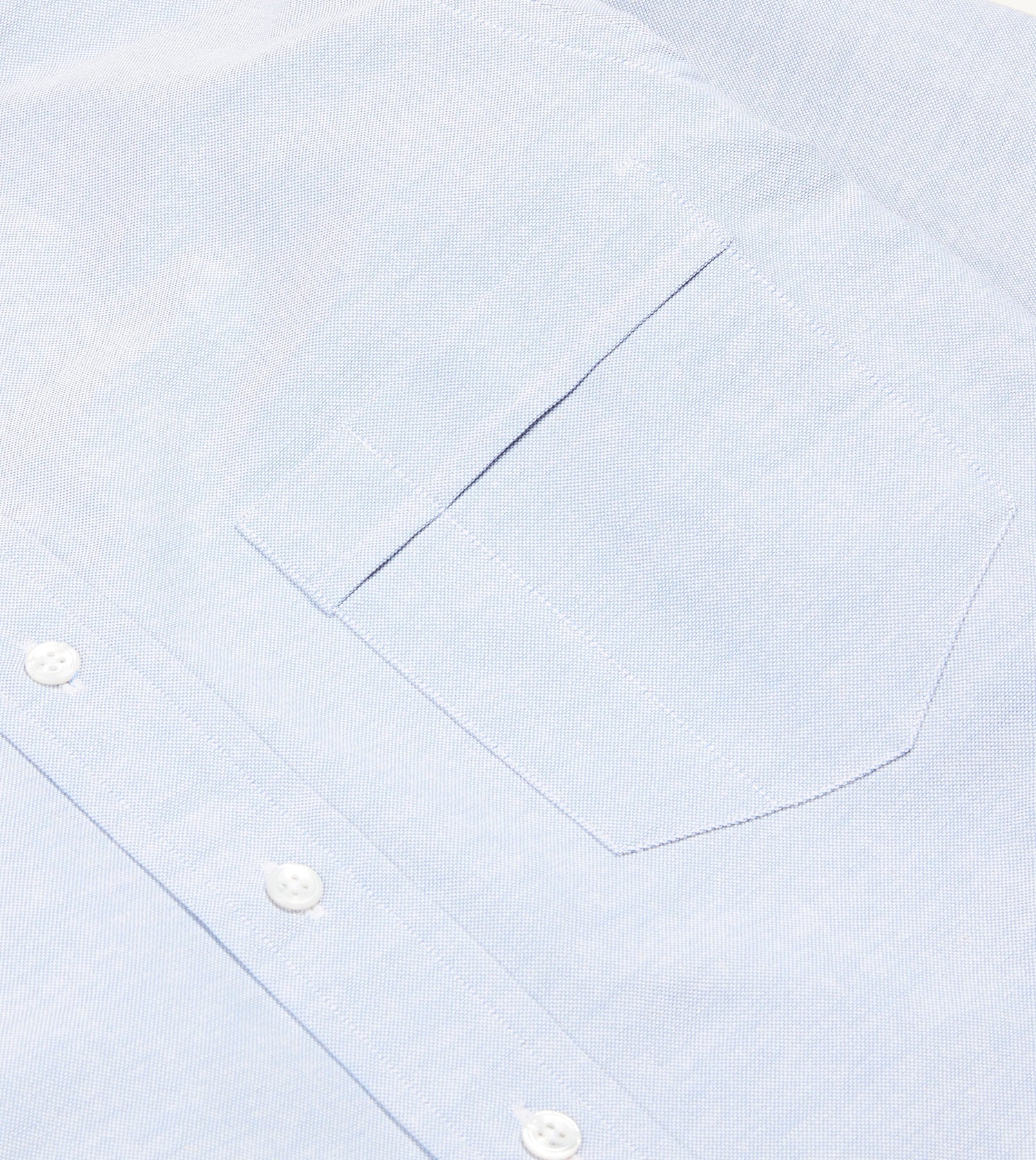 Mid-Blue Cotton Oxford Cloth Button-Down Shirt