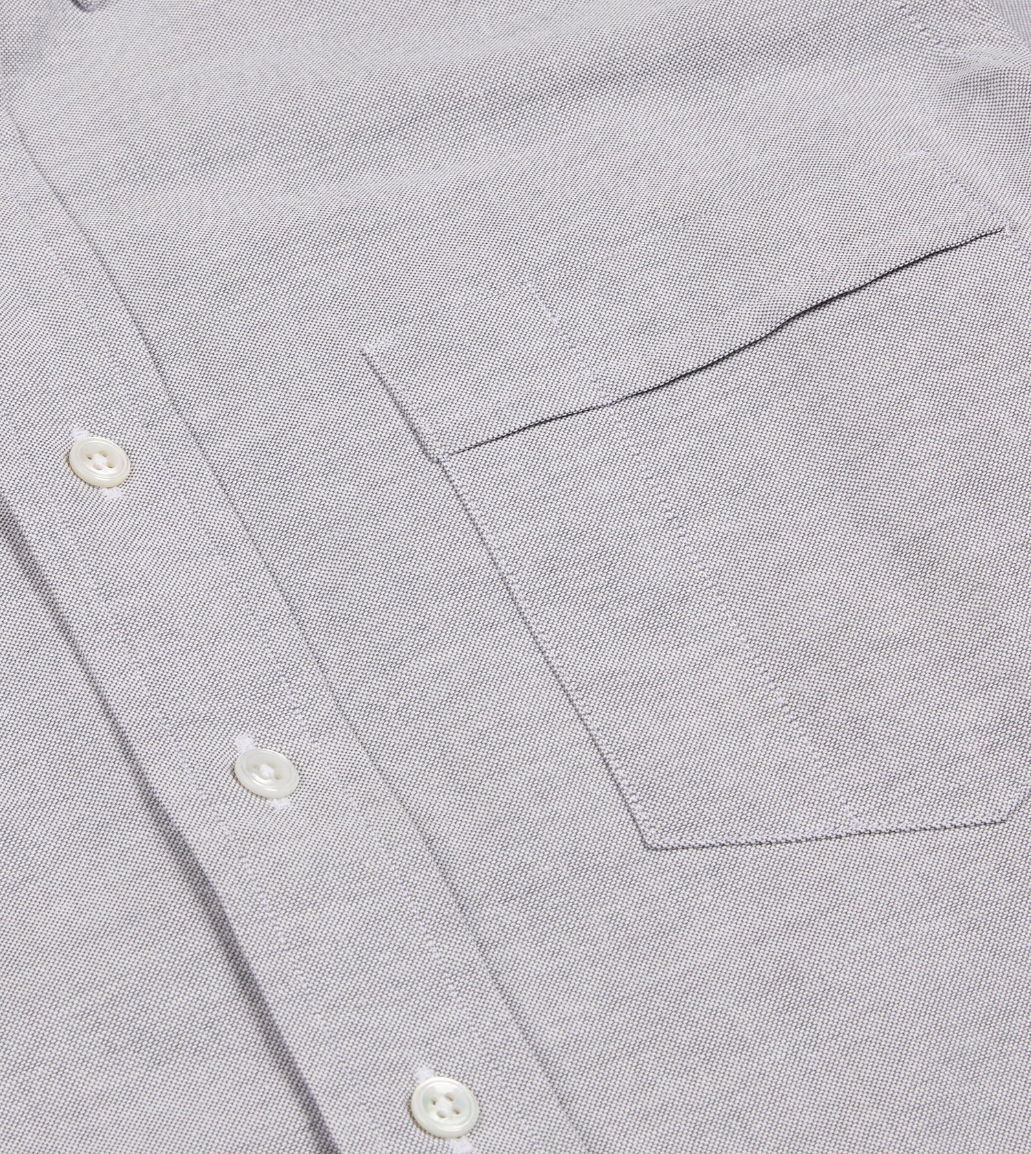 Grey Cotton Oxford Cloth Button-Down Shirt